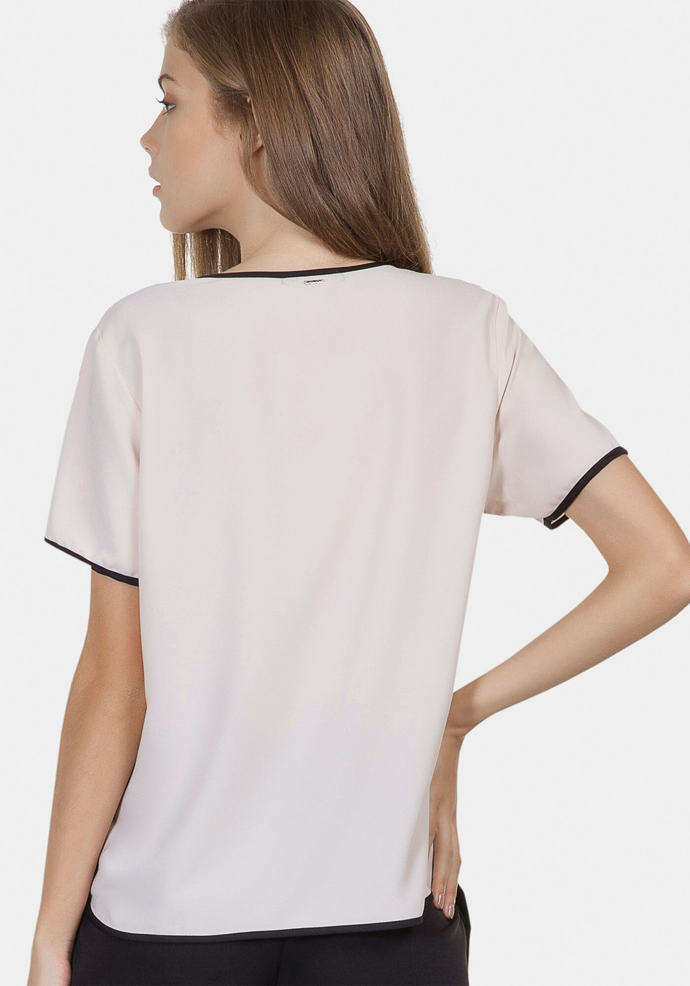 Blusa Tiras Contraste Tecido Rosa Apricot, , large.