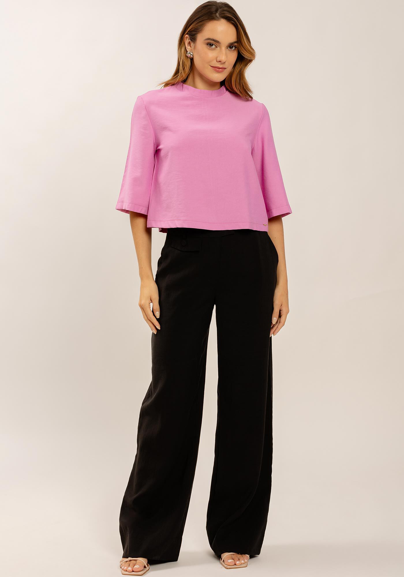 Blusa M&aacute;xi Mangas com Gola, , large.