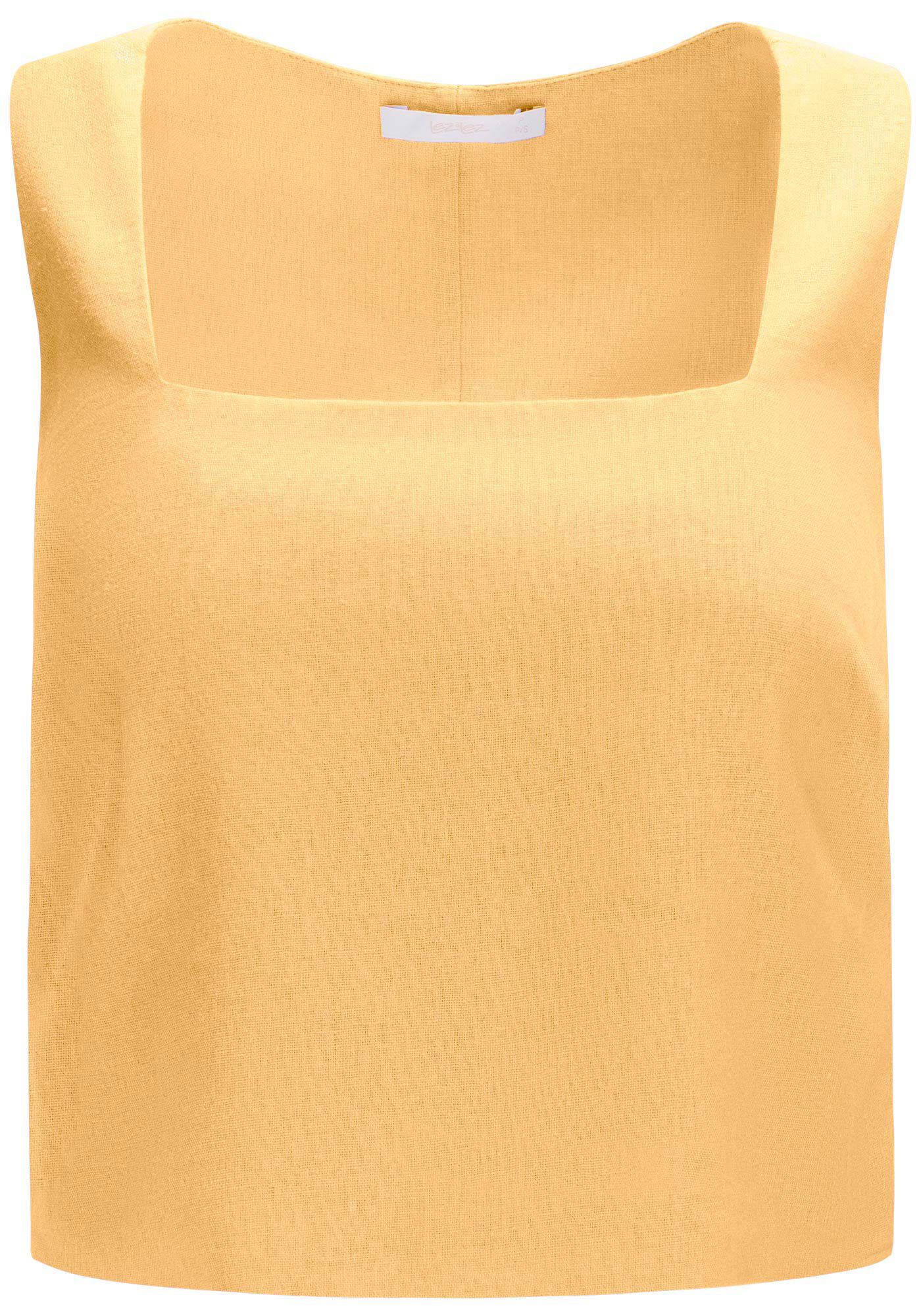 Blusa Cropped em Linho com Decote Quadrado, , large.