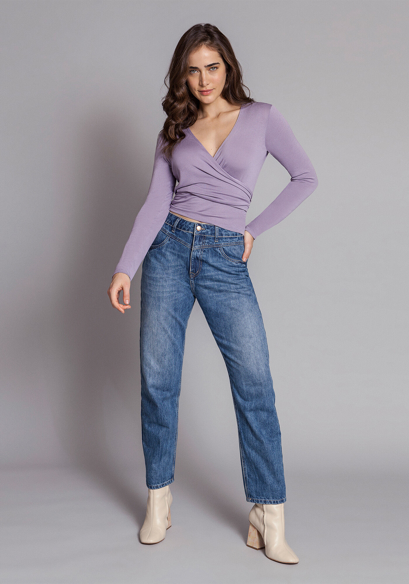 Blusa Manga Longa Transpassada, , large.