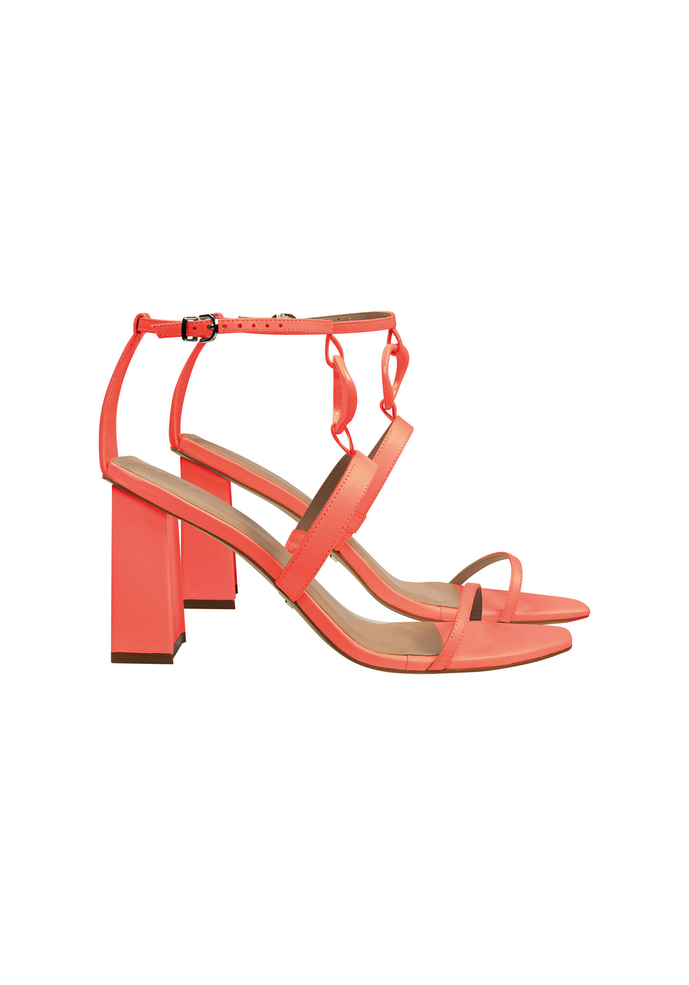 Sand&aacute;lia Salto Alto Bloco Couro, LARANJA LIRIO, large.