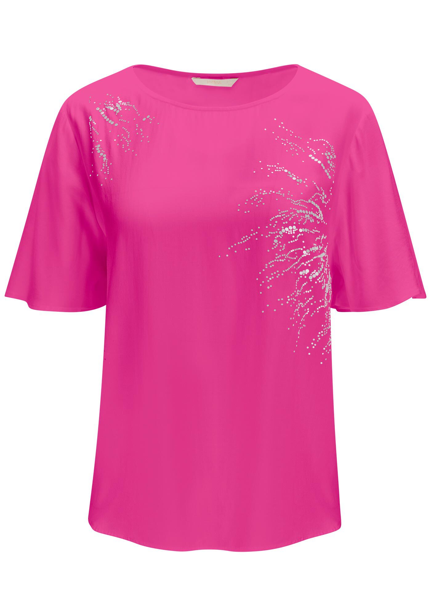 Blusal Manga Curta em Viscose com Paet&ecirc;s, ROSA DELIGHT, large.