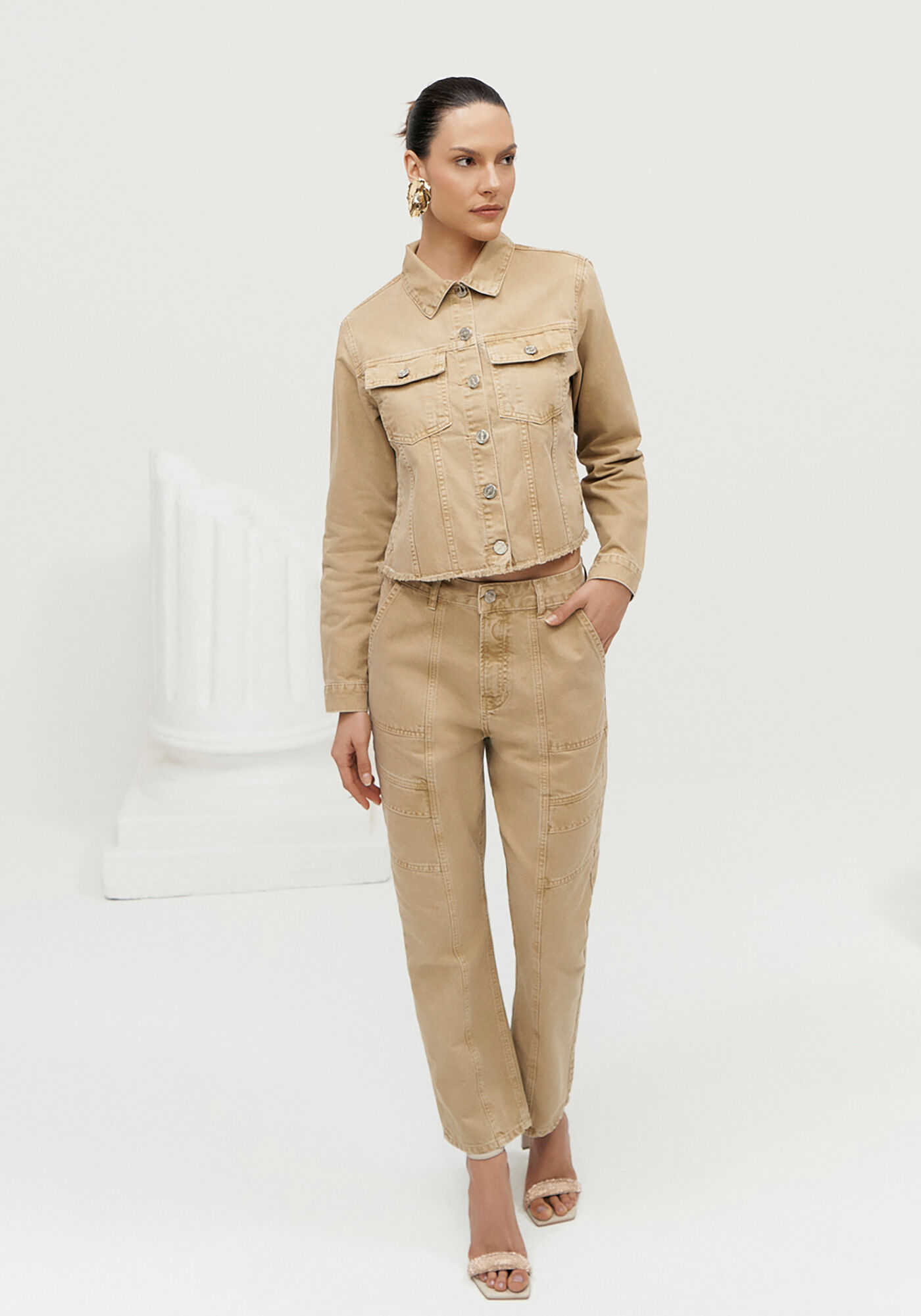 Jaqueta Sarja Estonada com Barra Desfiada, , large.