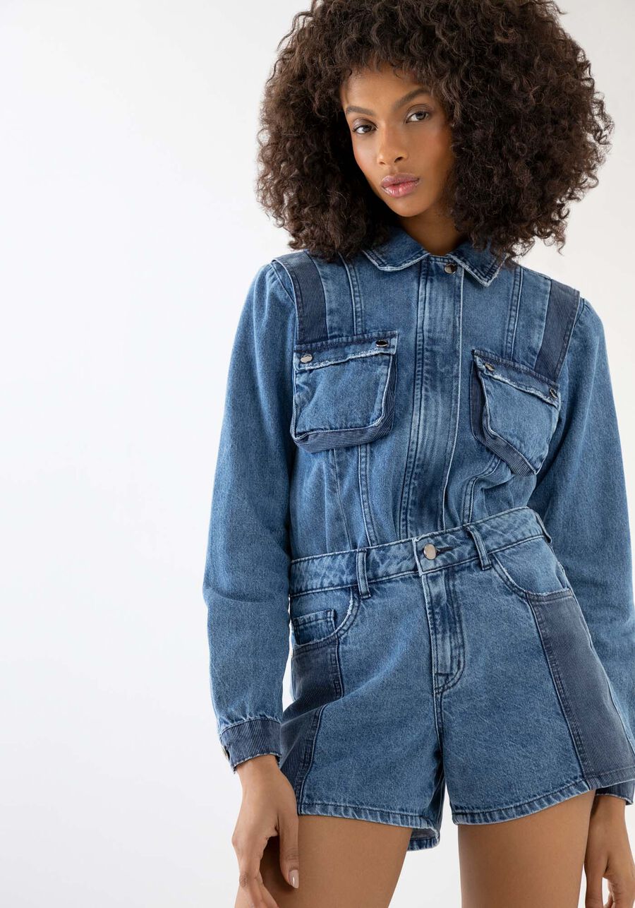 Shorts Jeans Boyfriend com Recortes Duo, JEANS. Shorts Jeans Boyfriend com Recortes Duo, JEANS, large.