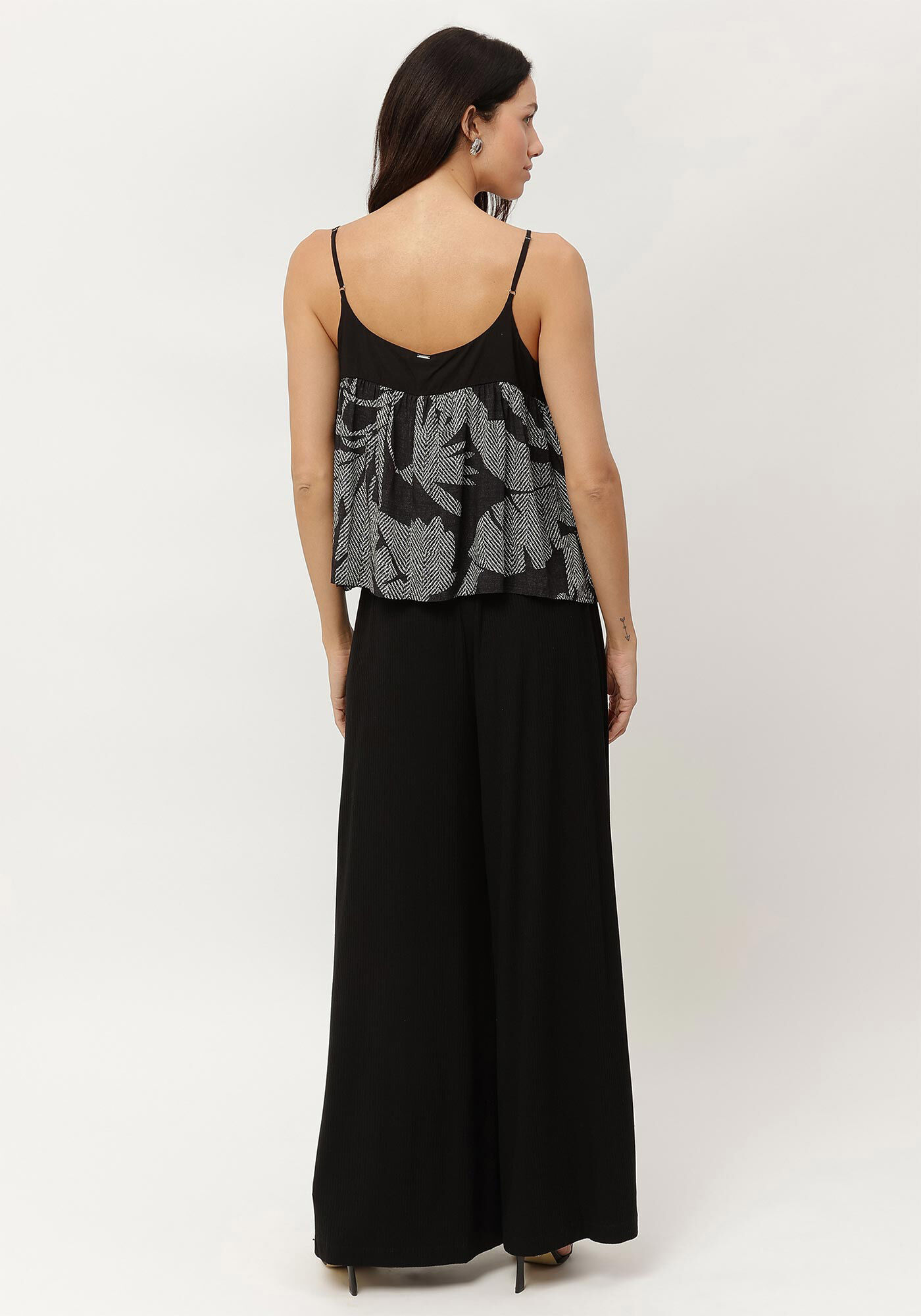 Blusa Ampla Estampada em Viscose com Franzido, , large.