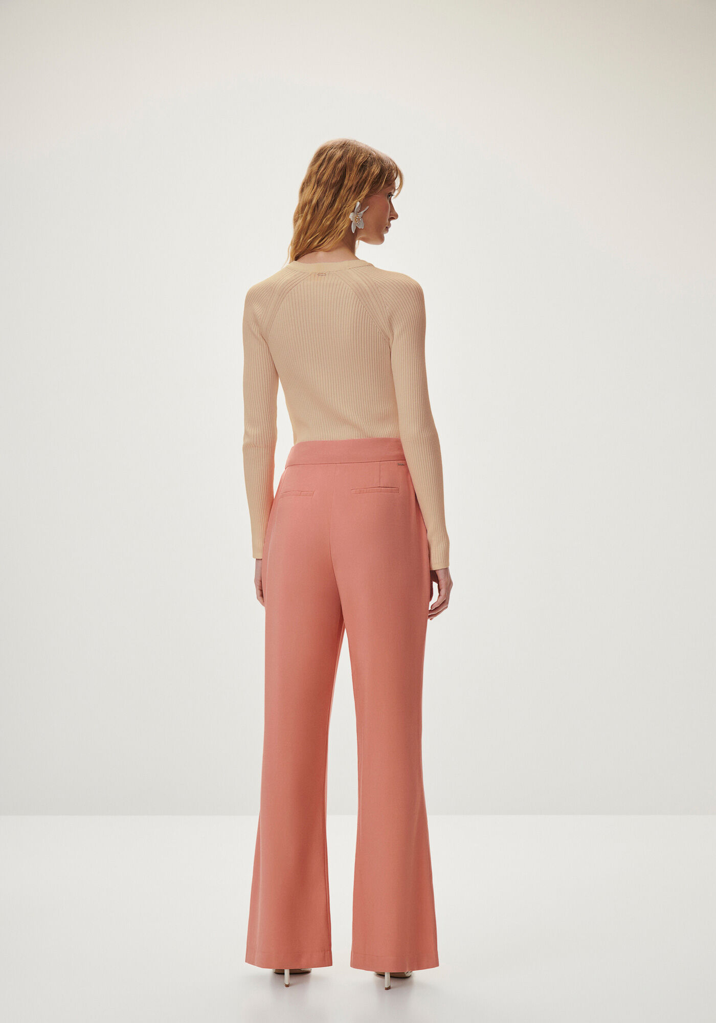 Cal&ccedil;a Flare Alfaiataria com Cintura M&eacute;dia, , large.