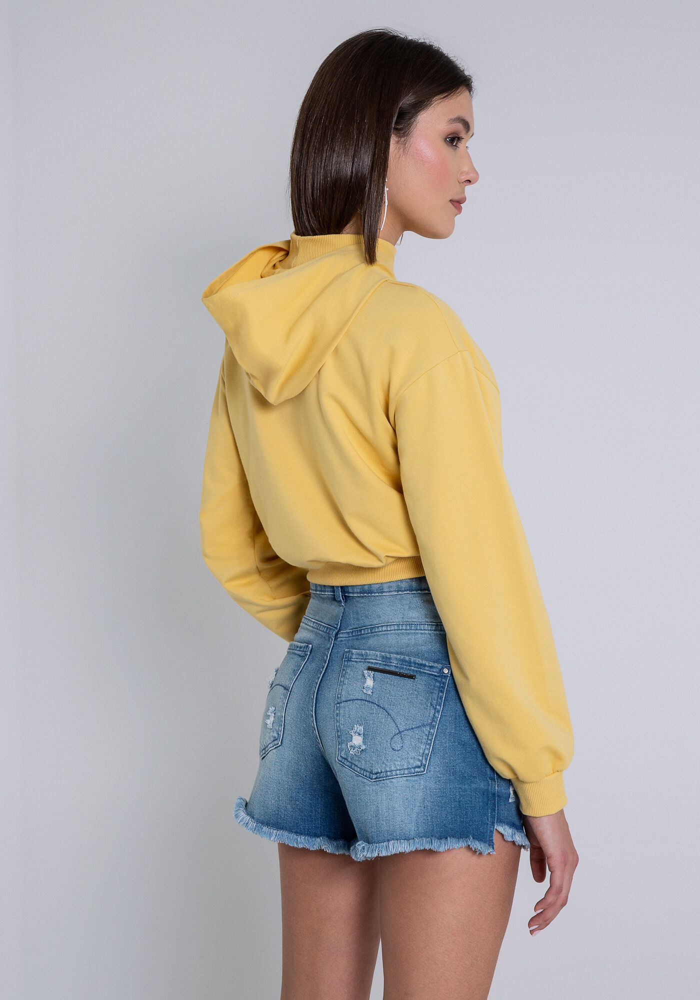 Blus&atilde;o Cropped Molecotton Gola e Capuz, BEGE MAISEIDY, large.