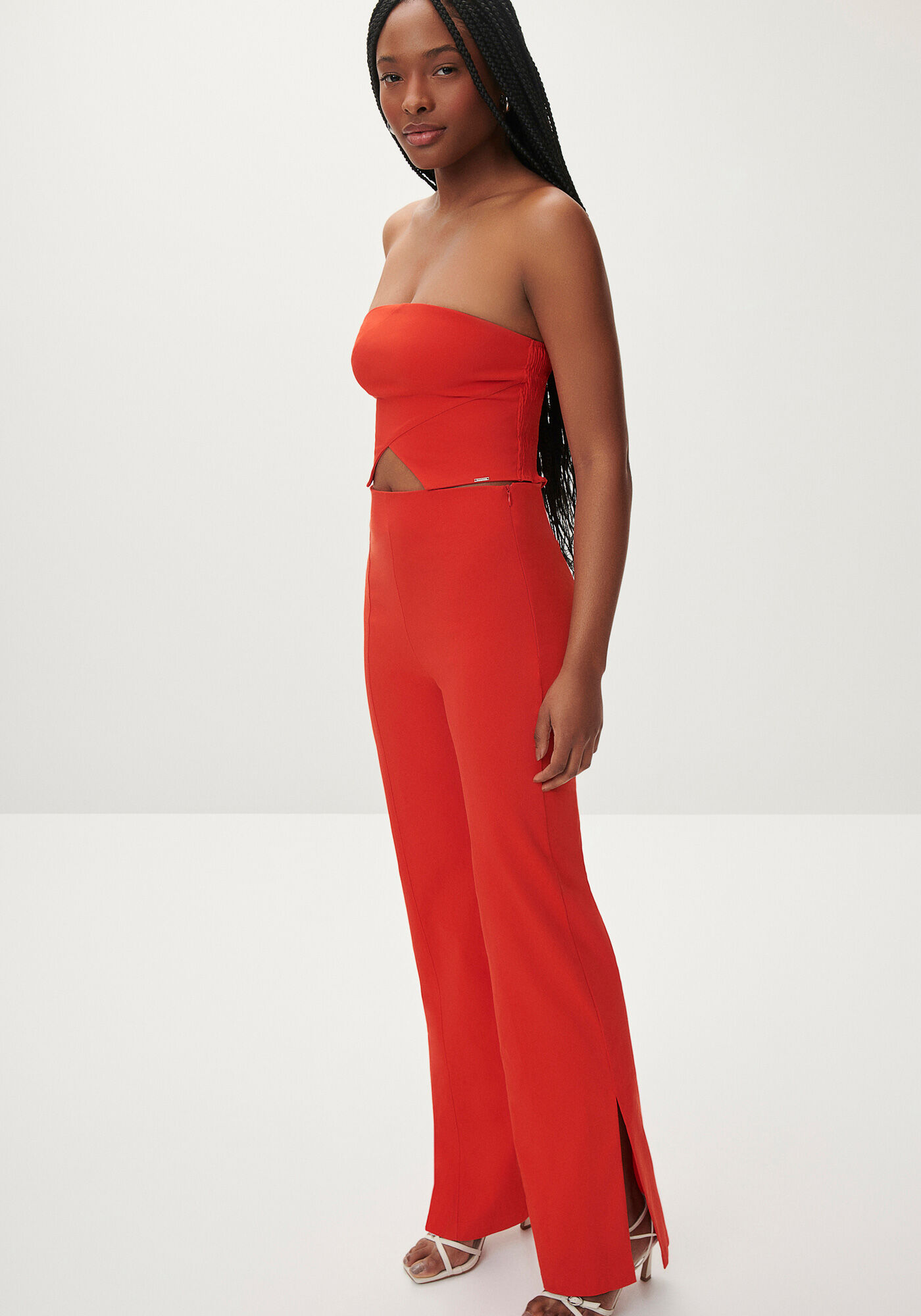 Cal&ccedil;a Slim Cintura M&eacute;dia com Abertura Lateral, , large.