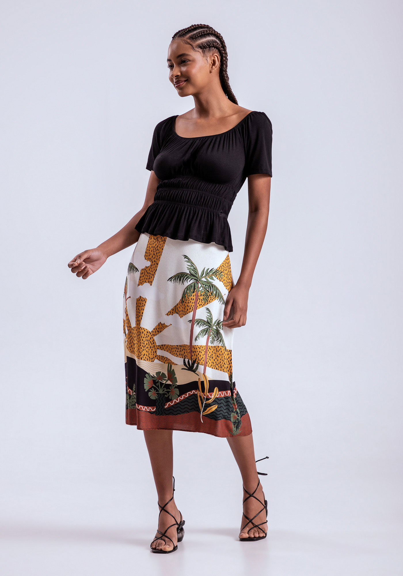 Blusa Manga Curta com El&aacute;stico Cintura, , large.