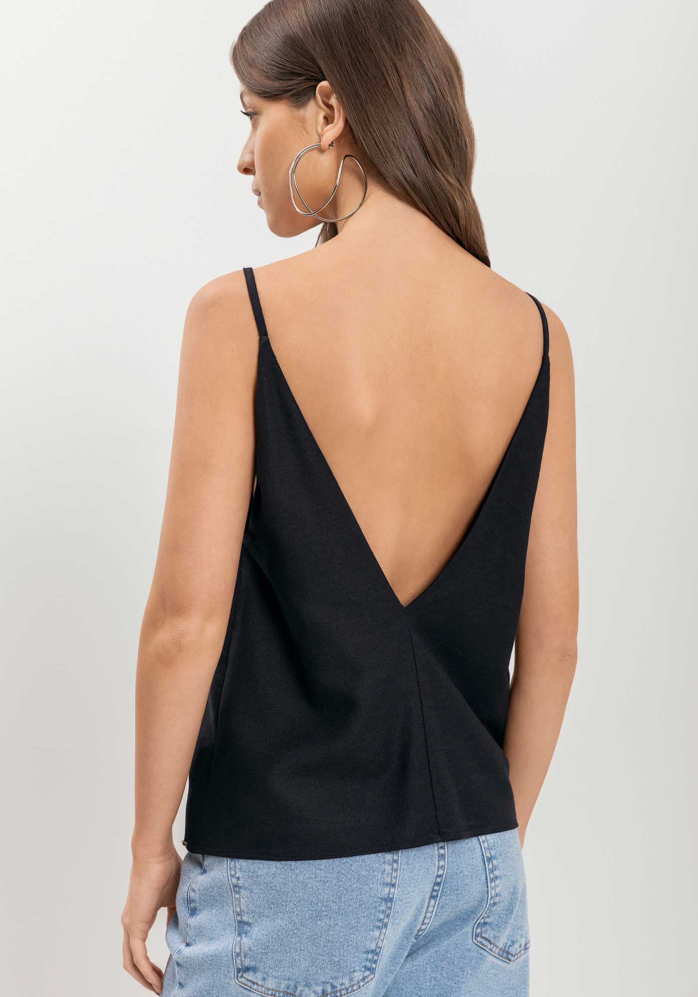 Blusa Regata De Al&ccedil;as Finas Com Decote Em V, , large.