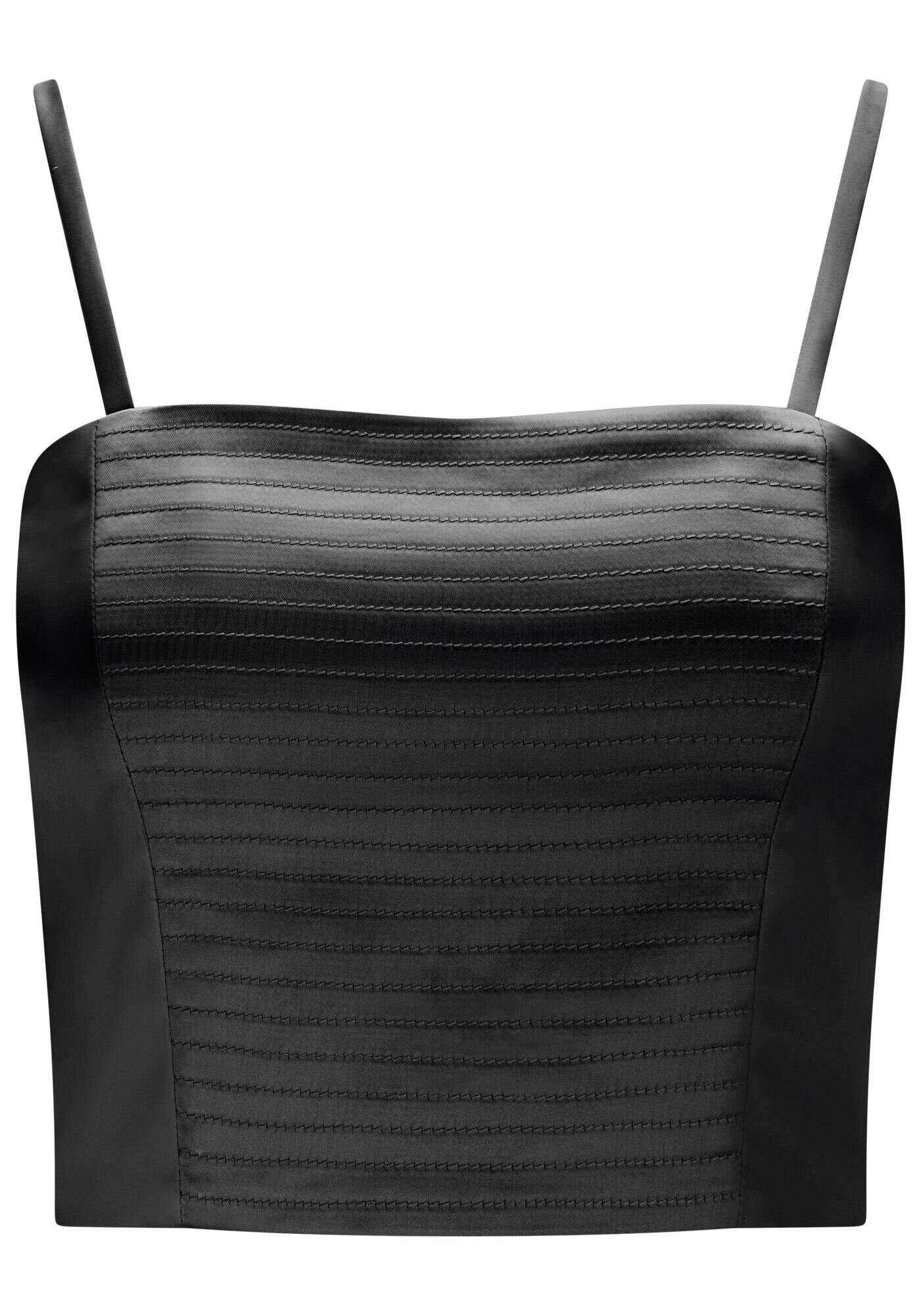 Blusa Cropped Acetinada Listras com Decote Reto, , large.