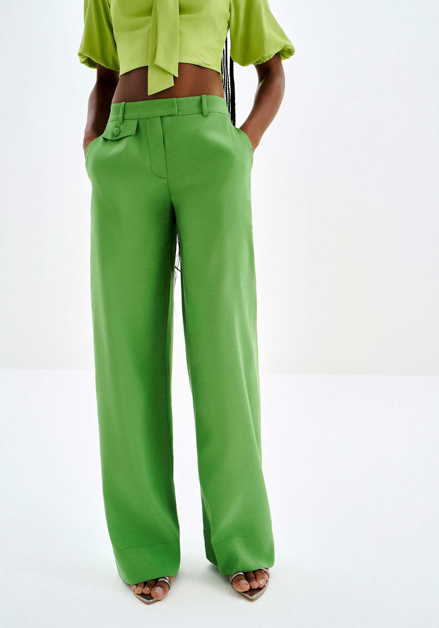 Cal&ccedil;a Wide Leg Alfaiataria com Detalhe Lapela, , large.