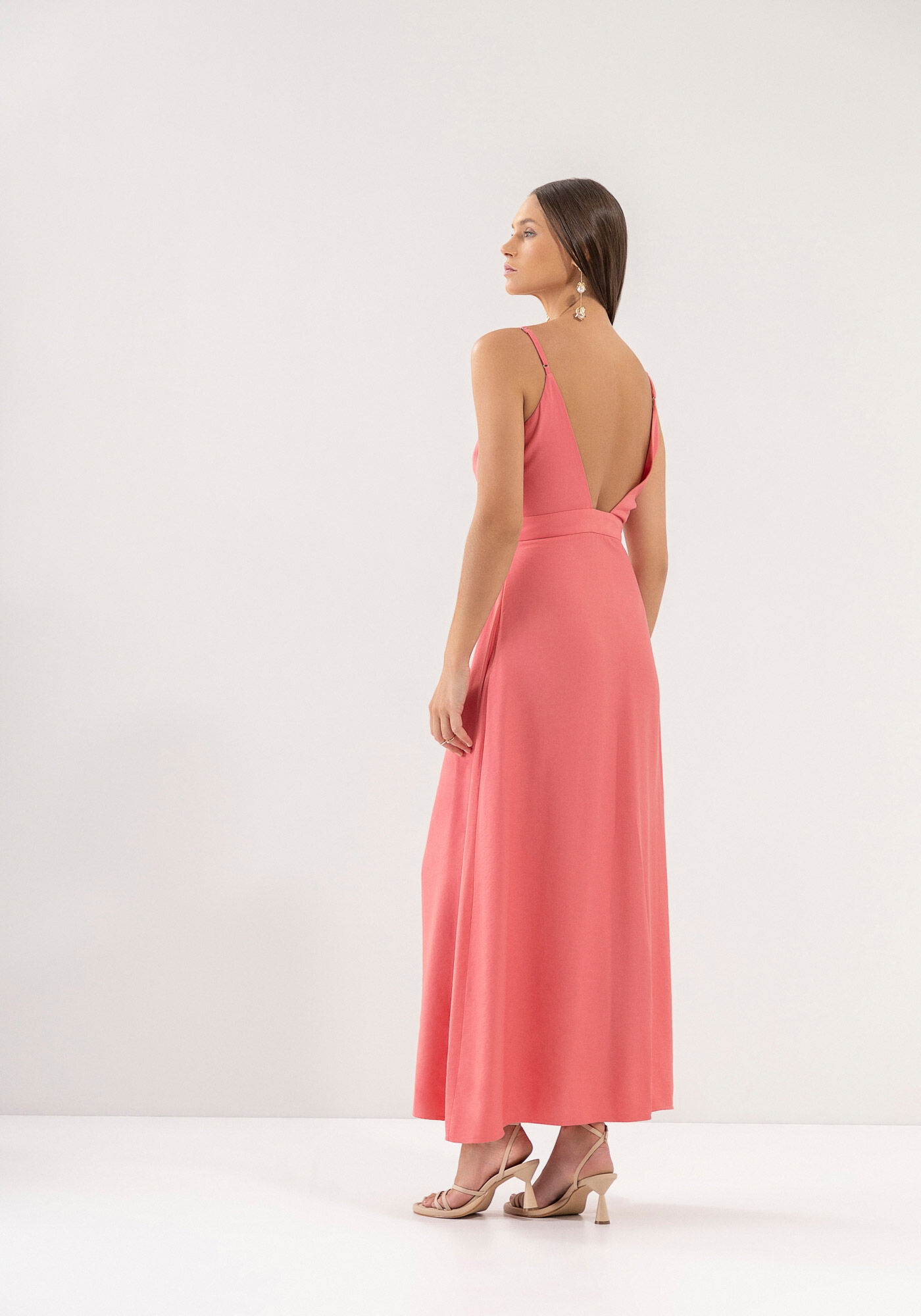 Vestido de deals crepe longo