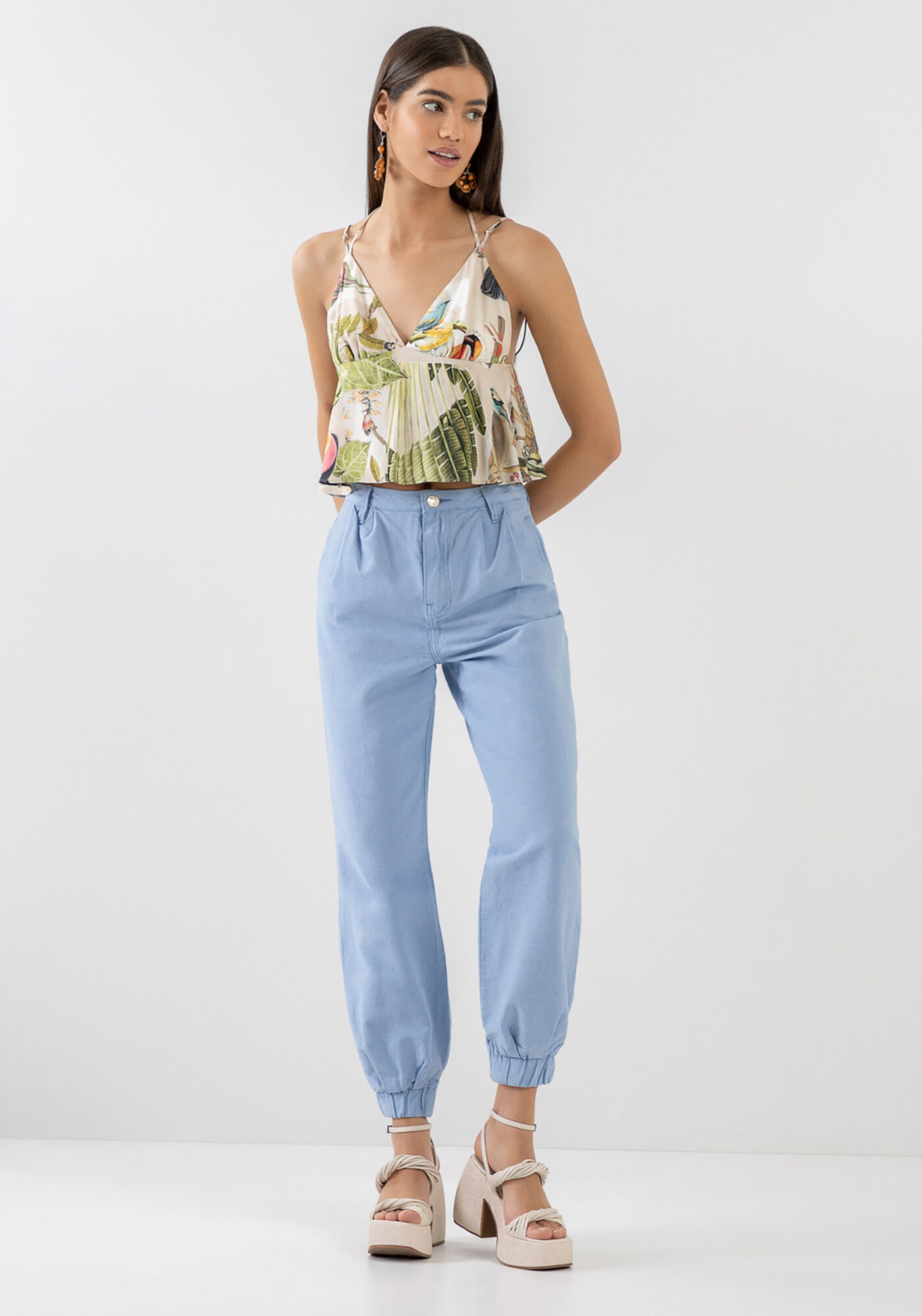 Cal&ccedil;a Baggy Sustent&aacute;vel com Pregas, AZUL TIDE, large.