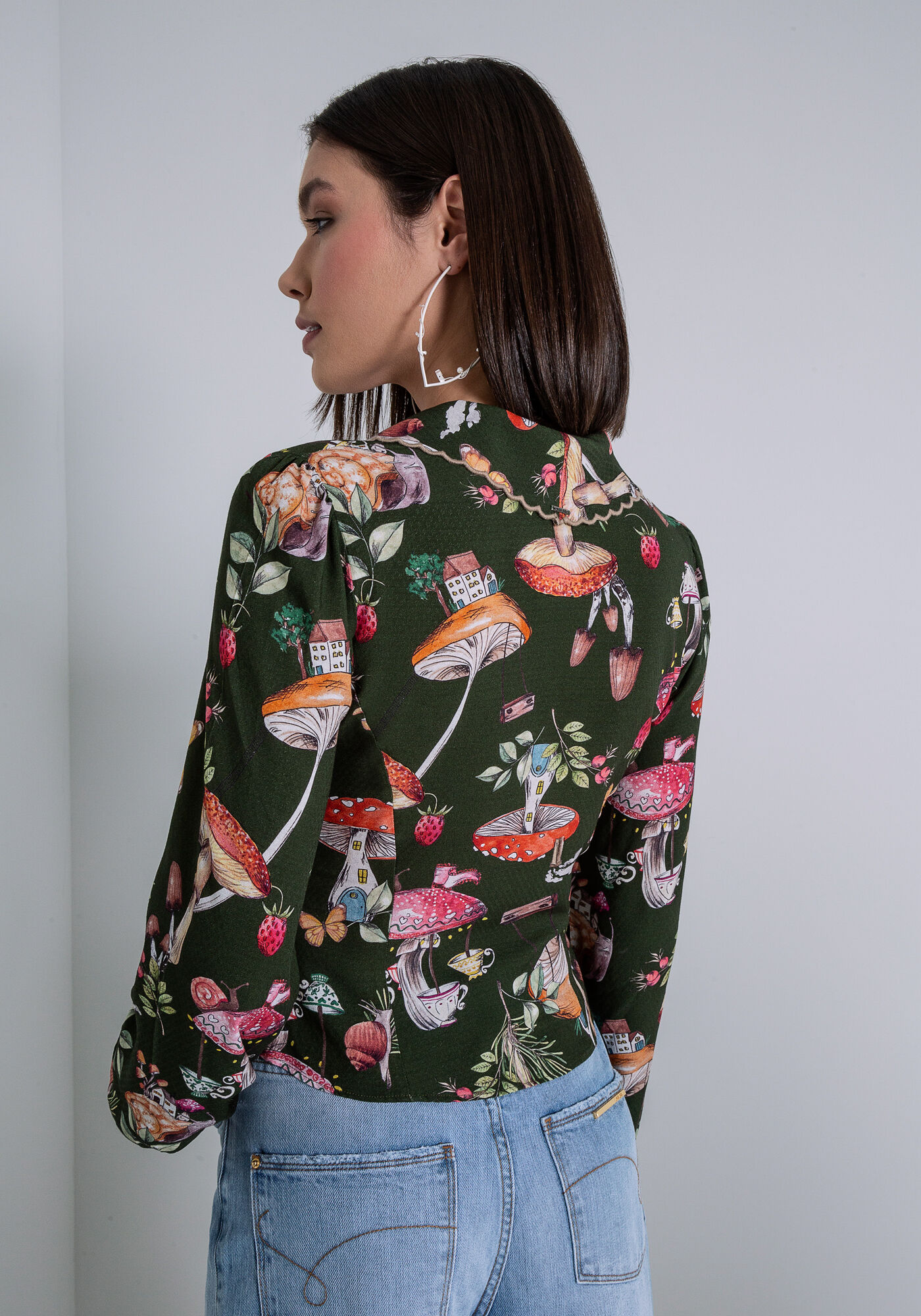 Blusa Manga Longa em Viscose com Bordado Gola, , large.