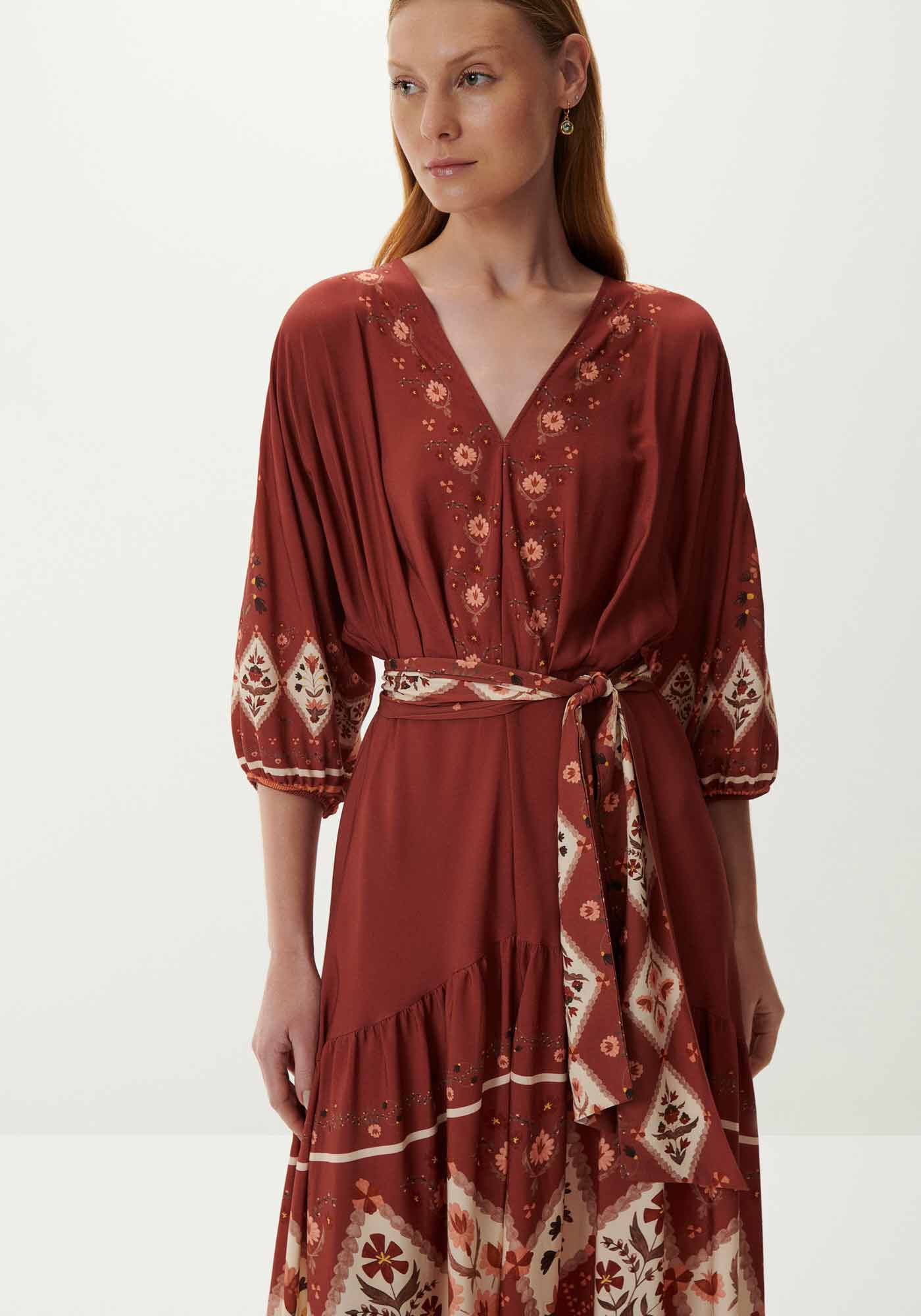 Vestido Midi Manga 3/4 Bufante com Cinto, , large.