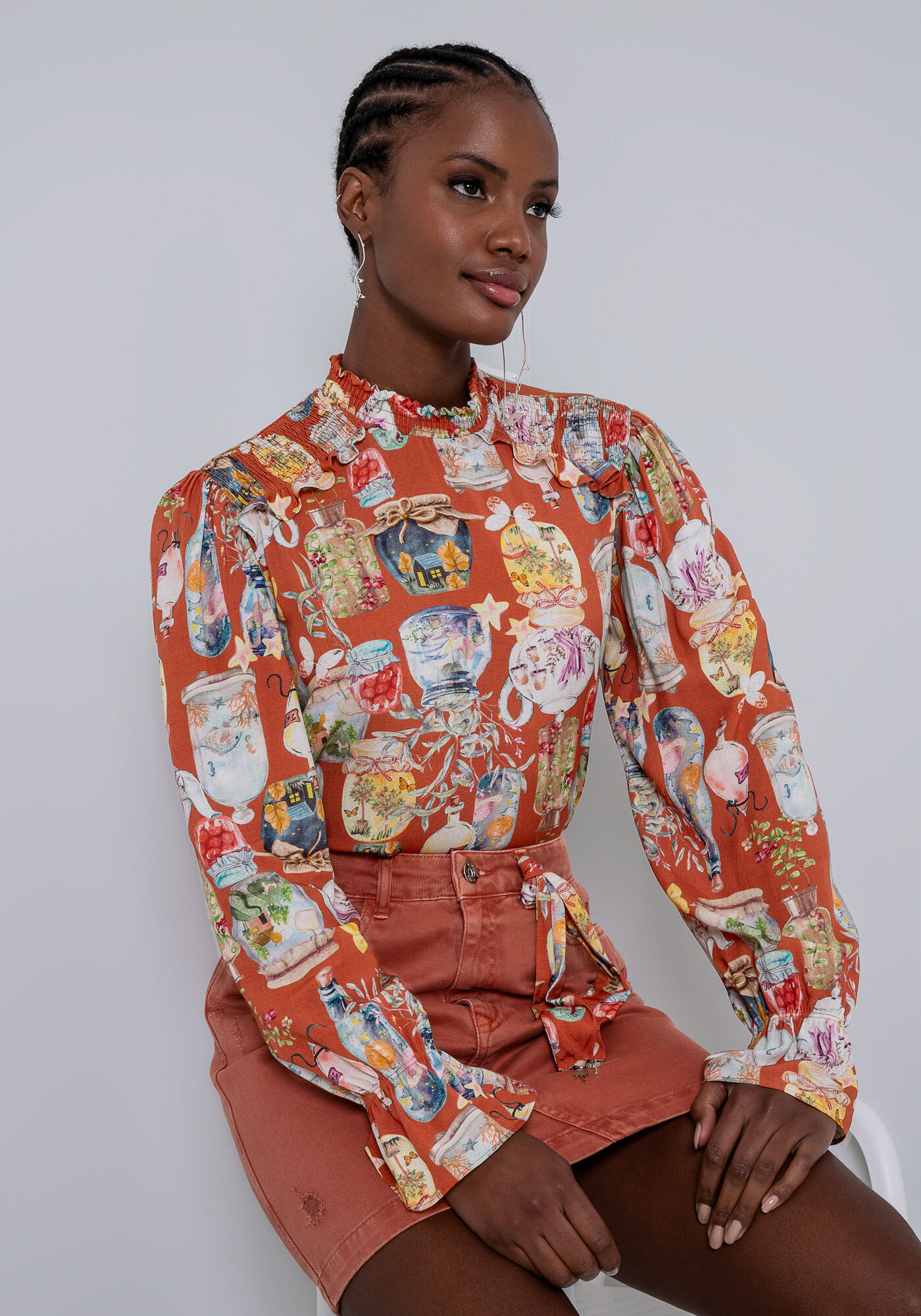 Blusa Manga Longa com Lastex Ombros, , large.