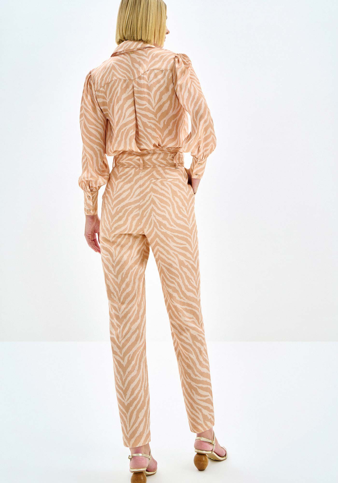 Cal&ccedil;a Reta em Linho Estampada com Cinto, ZEBRA, large.