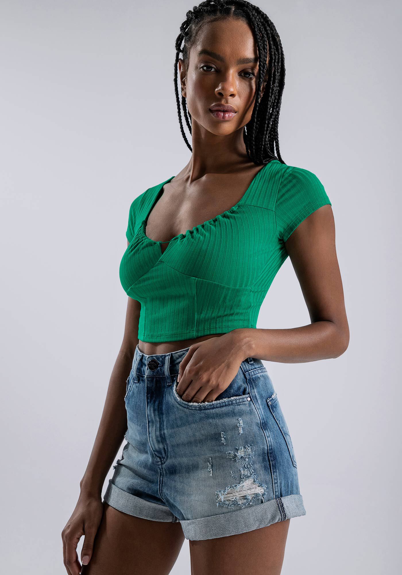 Shorts Jeans Mom com Cintura Alta, , large.