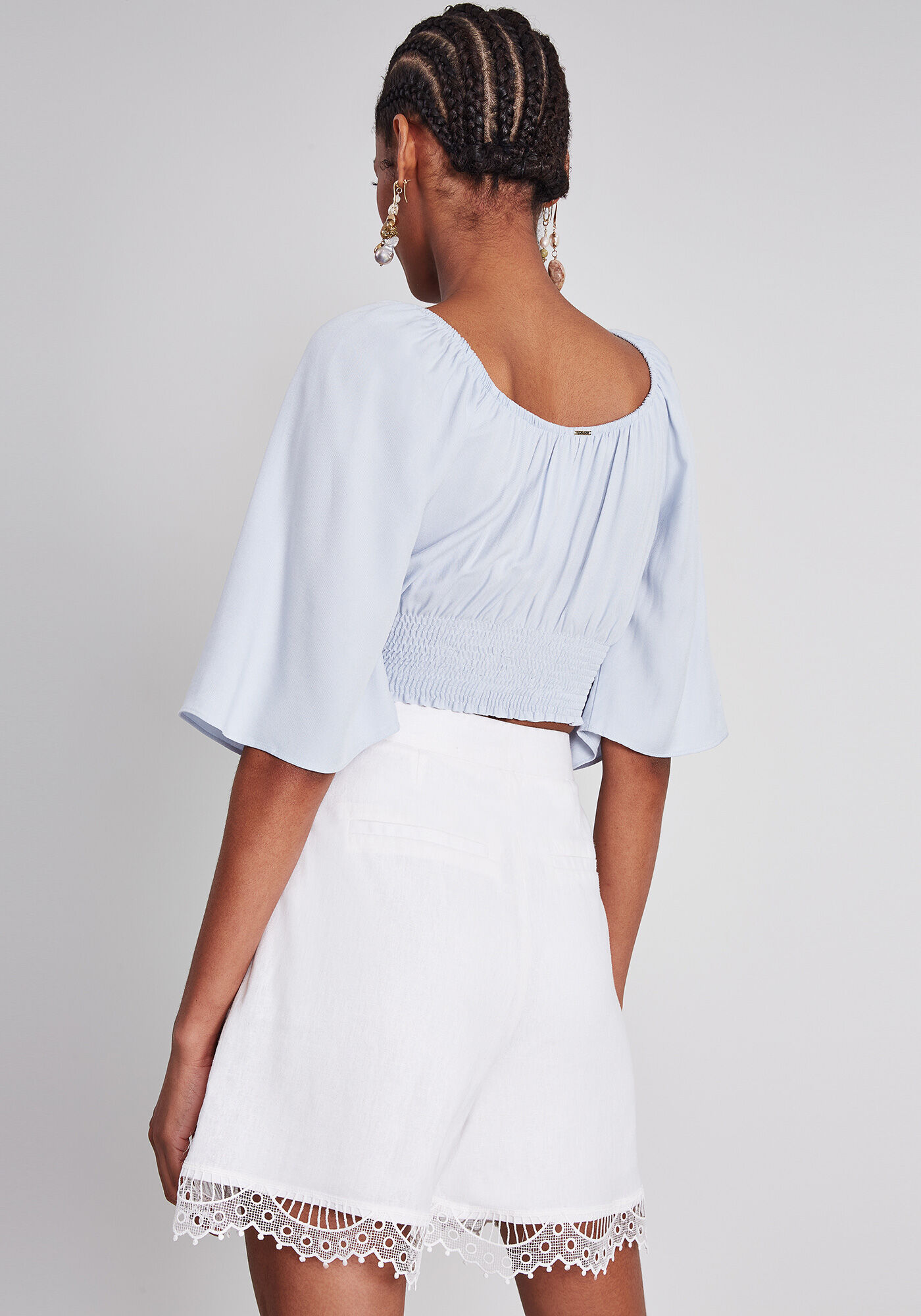 Shorts Linho com Bordado Guipir, , large.