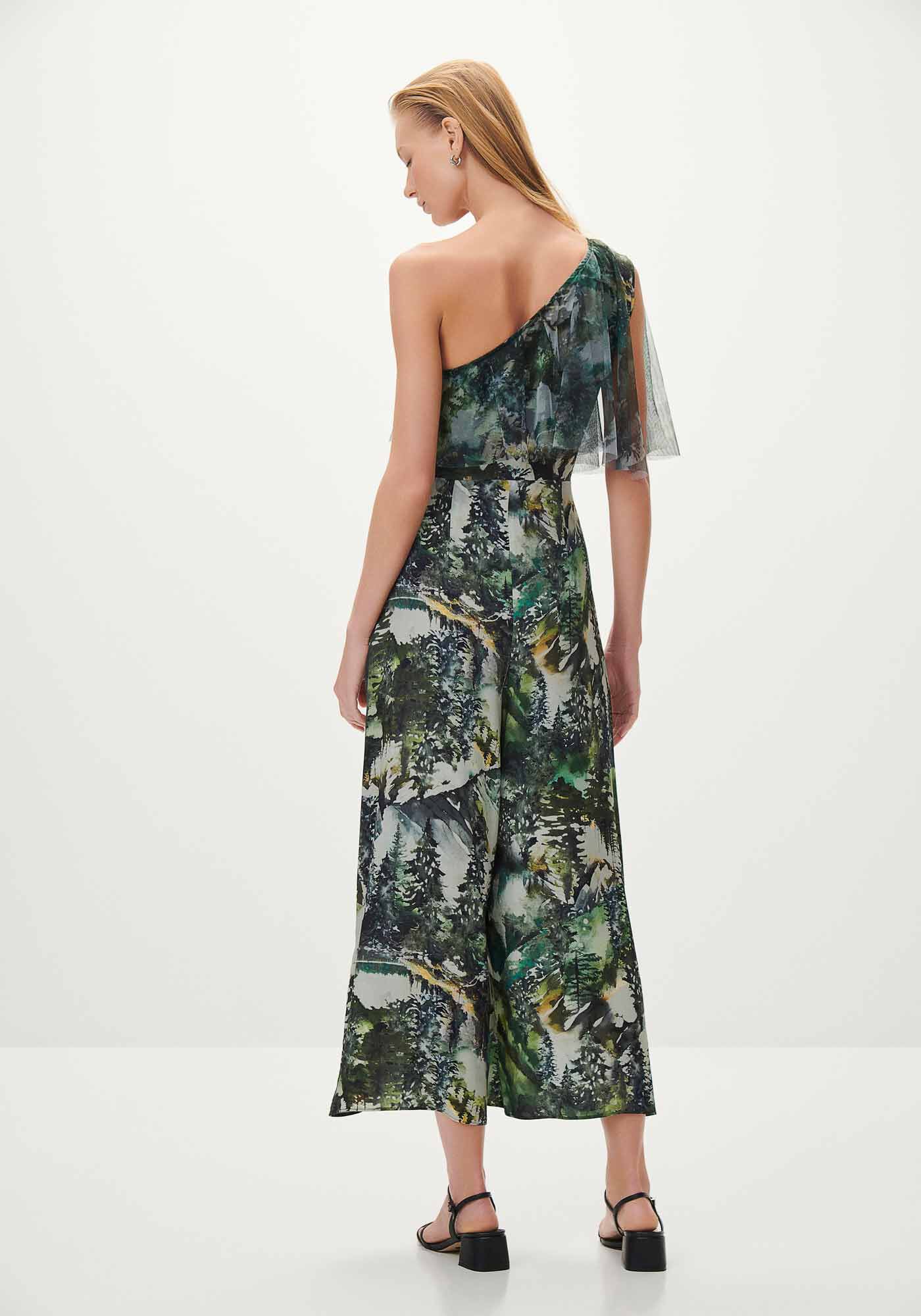 Macac&atilde;o Midi Ombro S&oacute; Estampado com Tule, PINHEIROS, large.