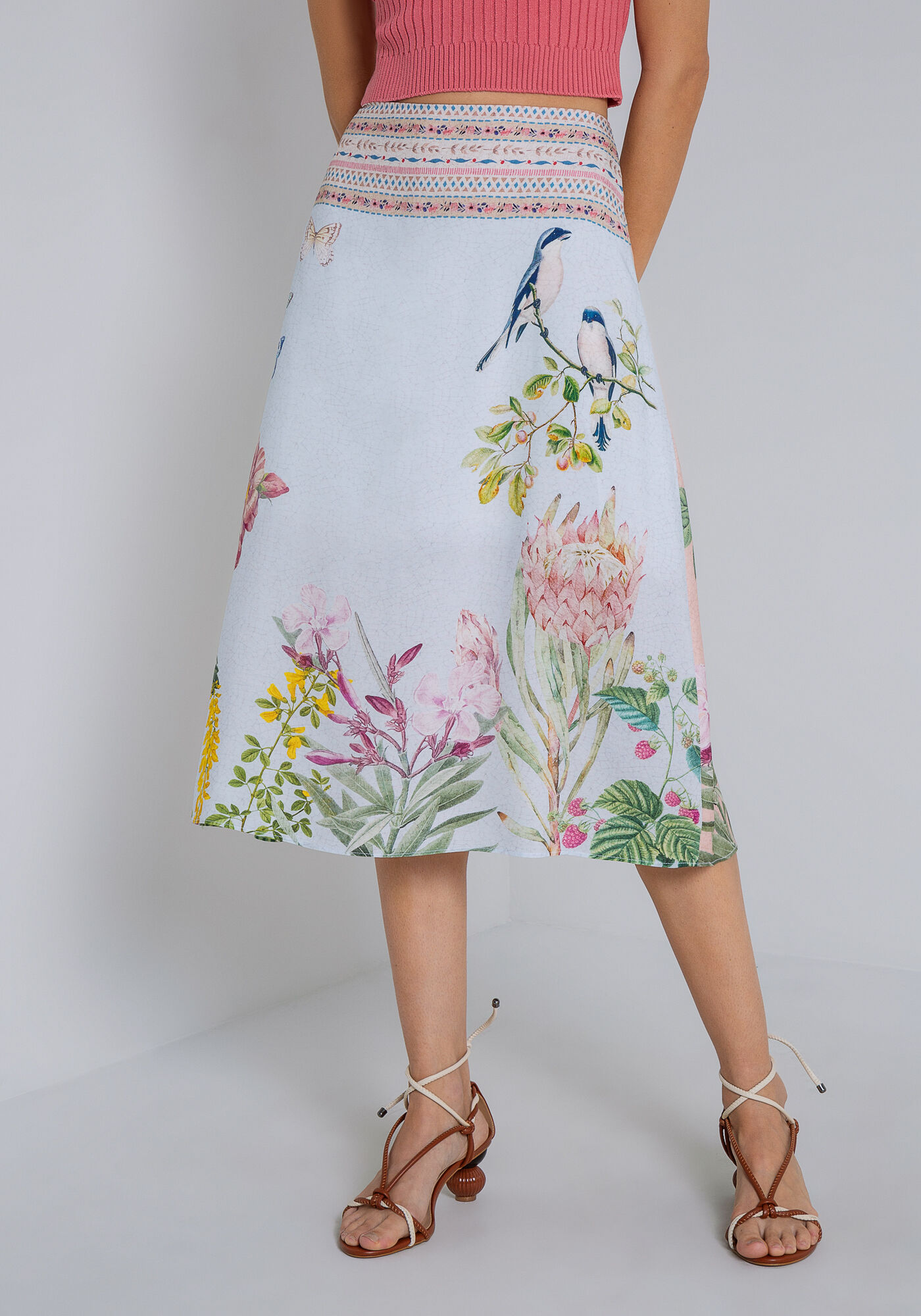 Saia Midi Evas em Viscose Estampada Lez a Lez