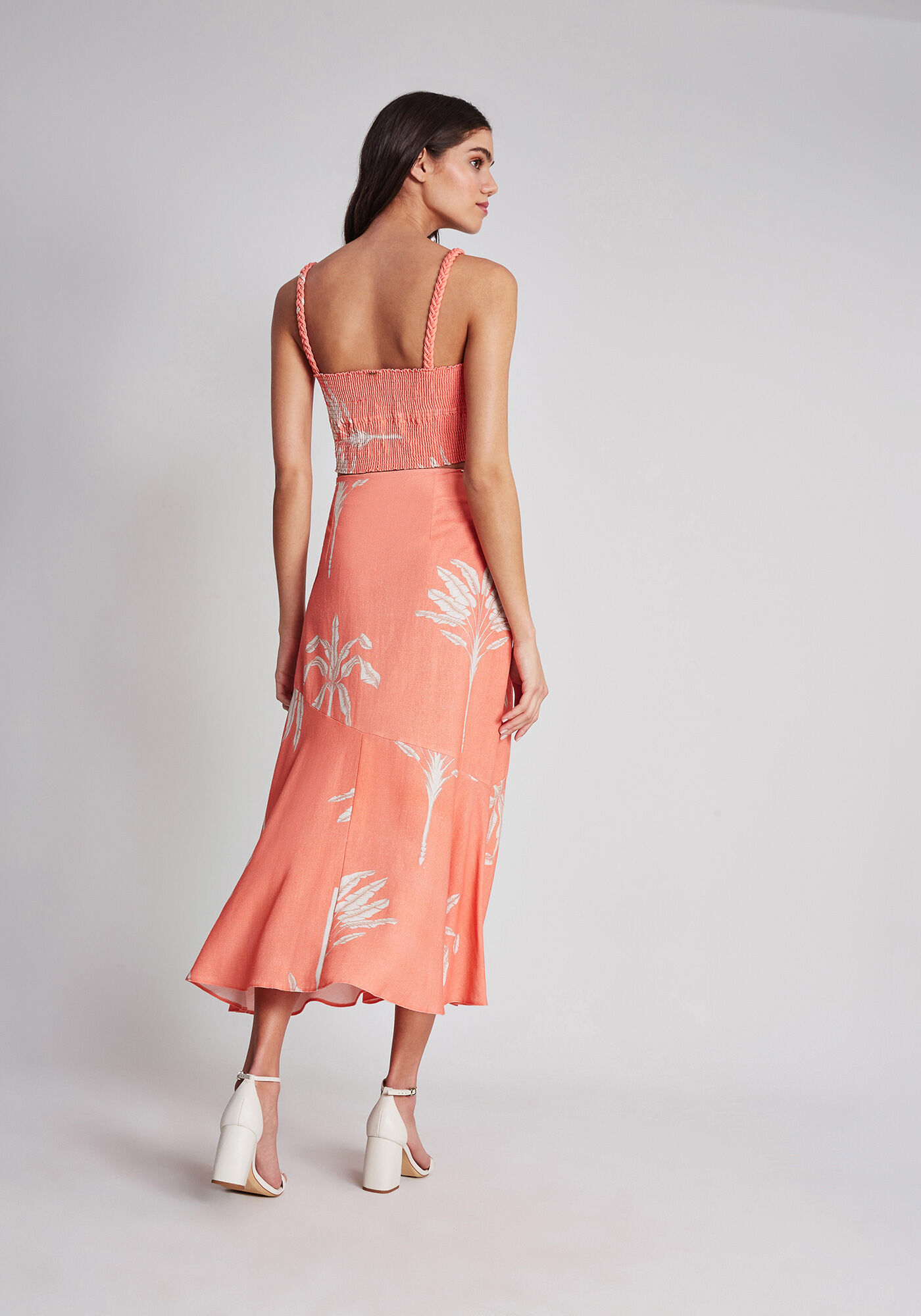 Saia midi com babado hot sale gode