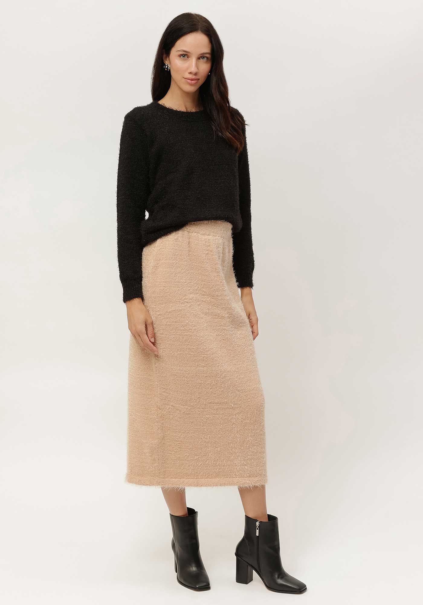 Saia Midi em Tric&ocirc; com Cintura Alta, , large.