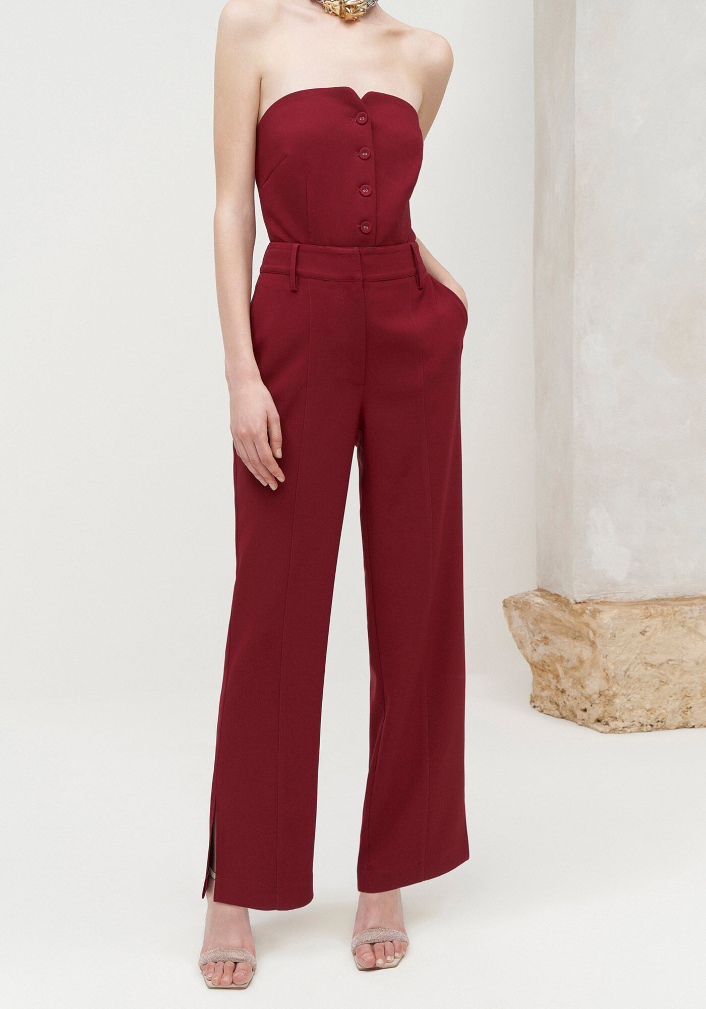 Cal&ccedil;a Reta Alfaiataria com Fendas Laterais, , large.