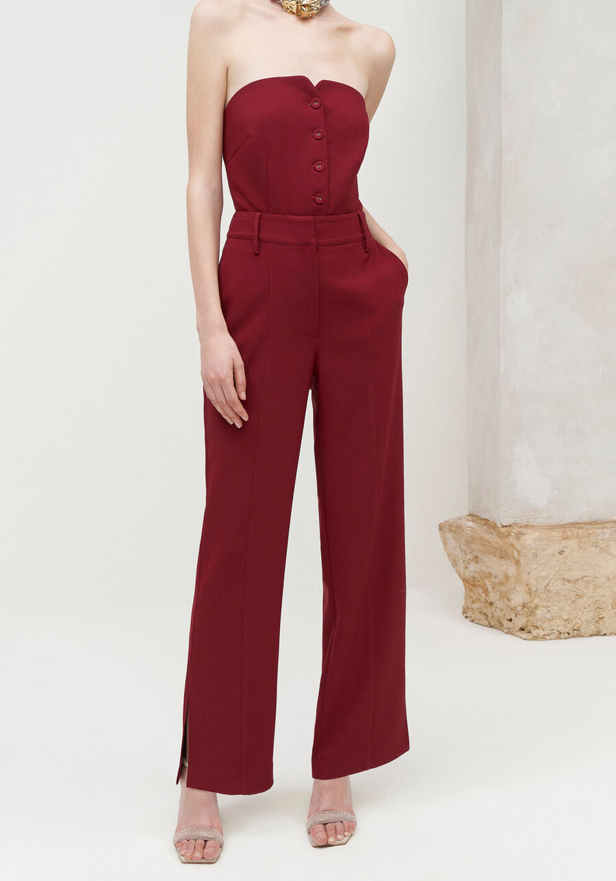 Calça Reta Alfaiataria com Fendas Laterais, . Calça Reta Alfaiataria com Fendas Laterais, , large.