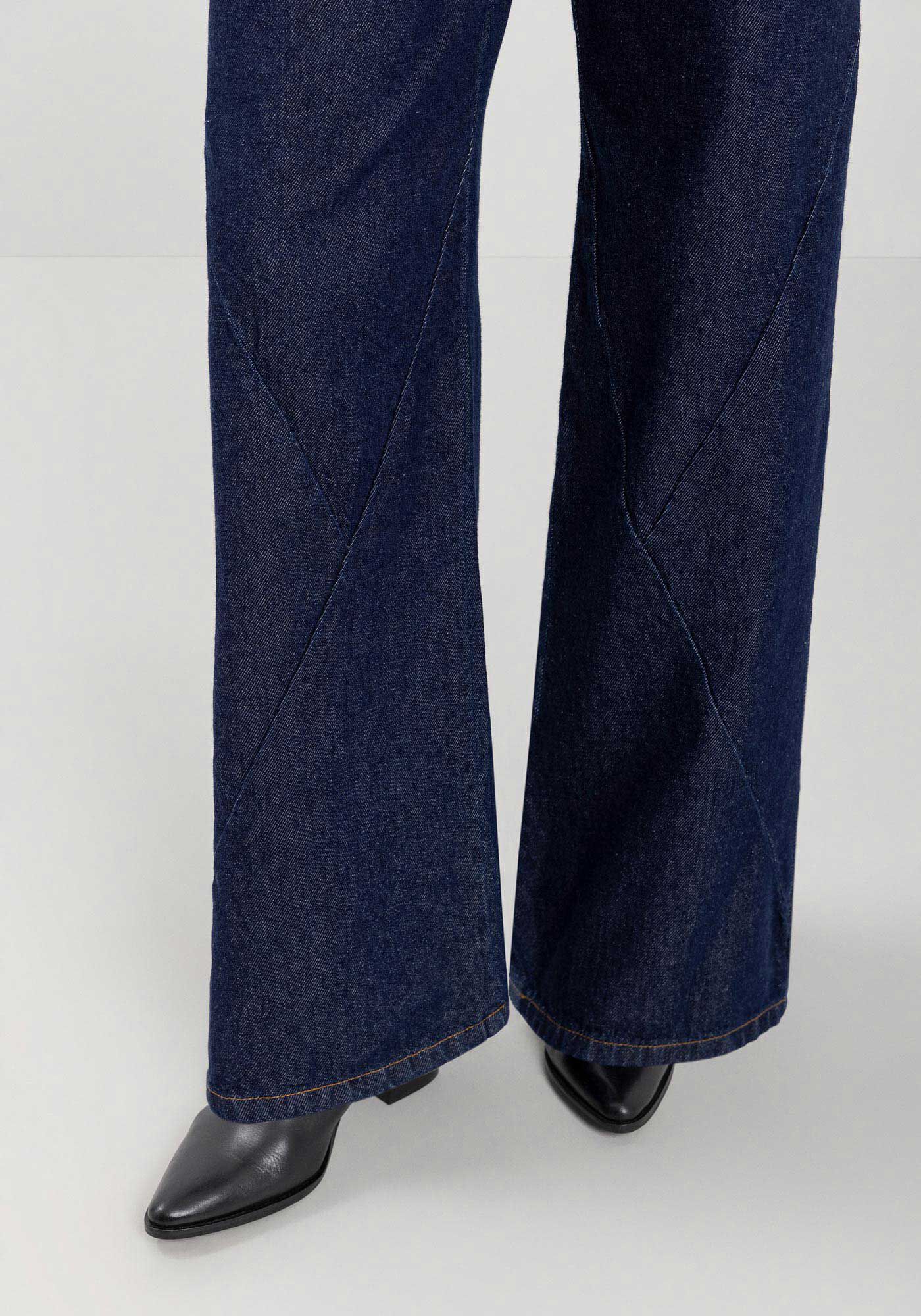 Cal&ccedil;a Jeans Wide Leg Com C&oacute;s Alto E Costuras Diferenciadas, , large.