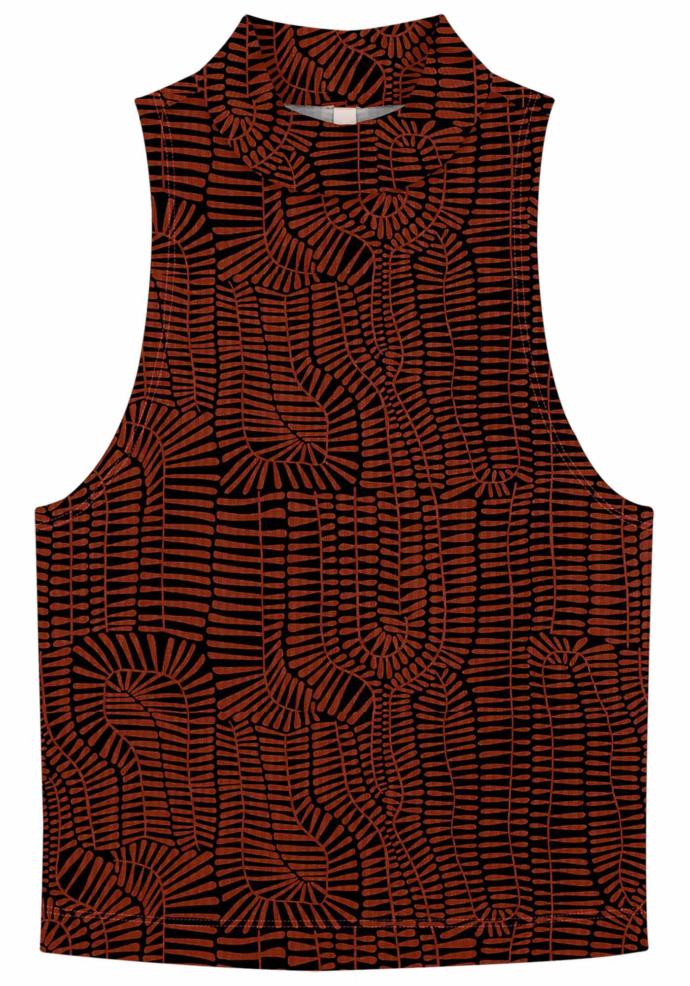 Regata Estampada Canelada com Gola Alta, , large.