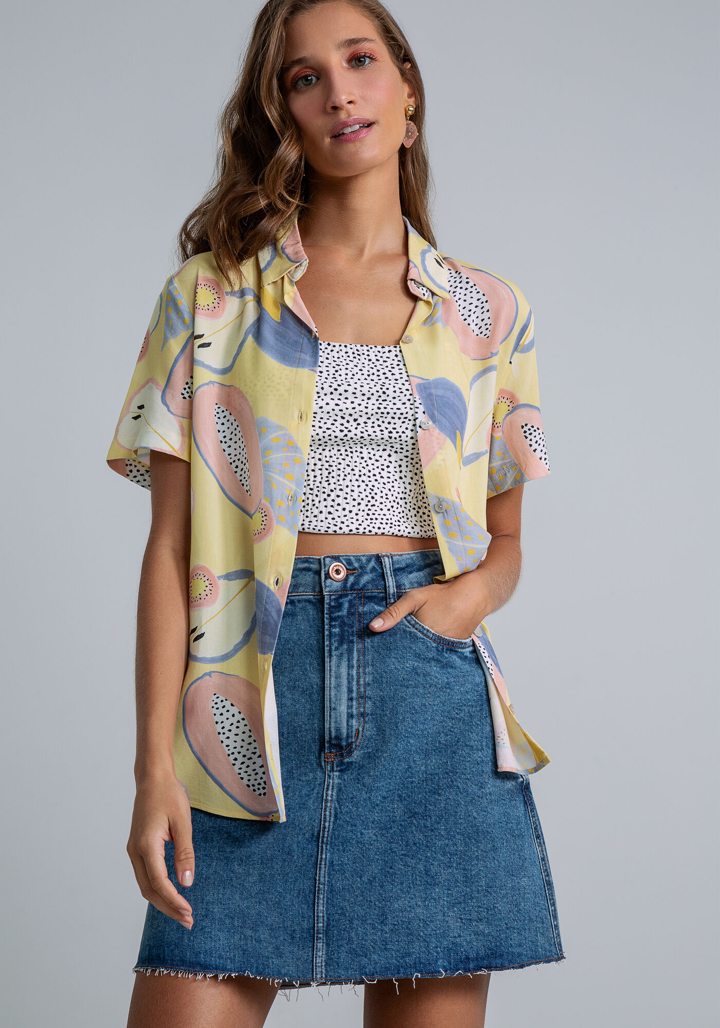 Saia Cintura Alta, JEANS, large.