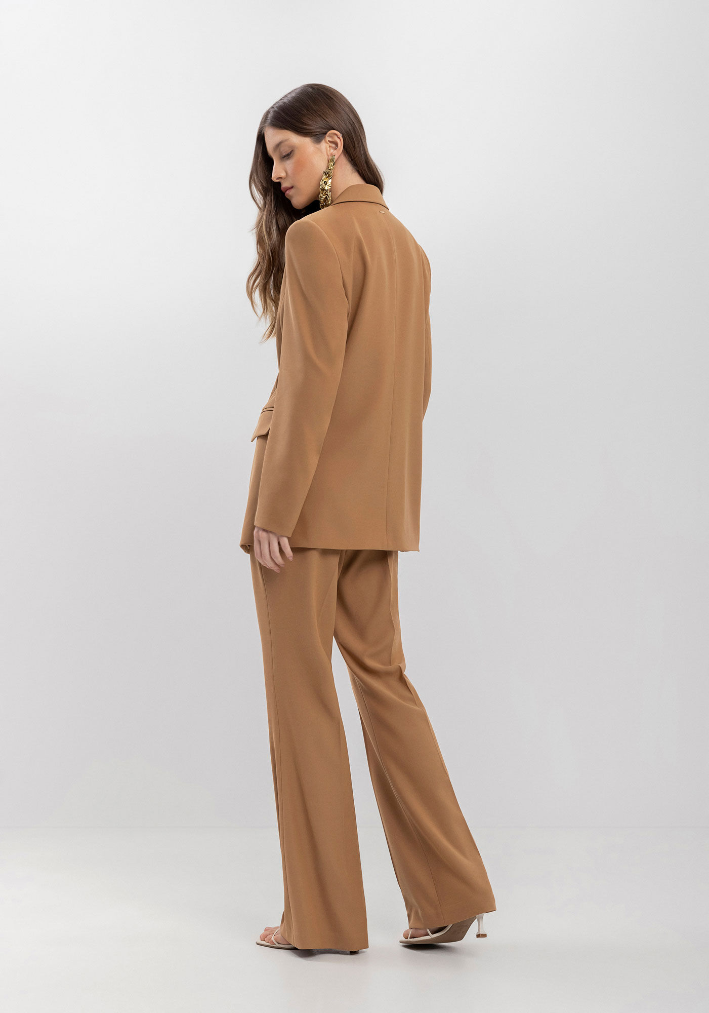 Blazer Alongado Em Alfaiataria Com Lapelas Frontais, MARROM ESPERADO, large.