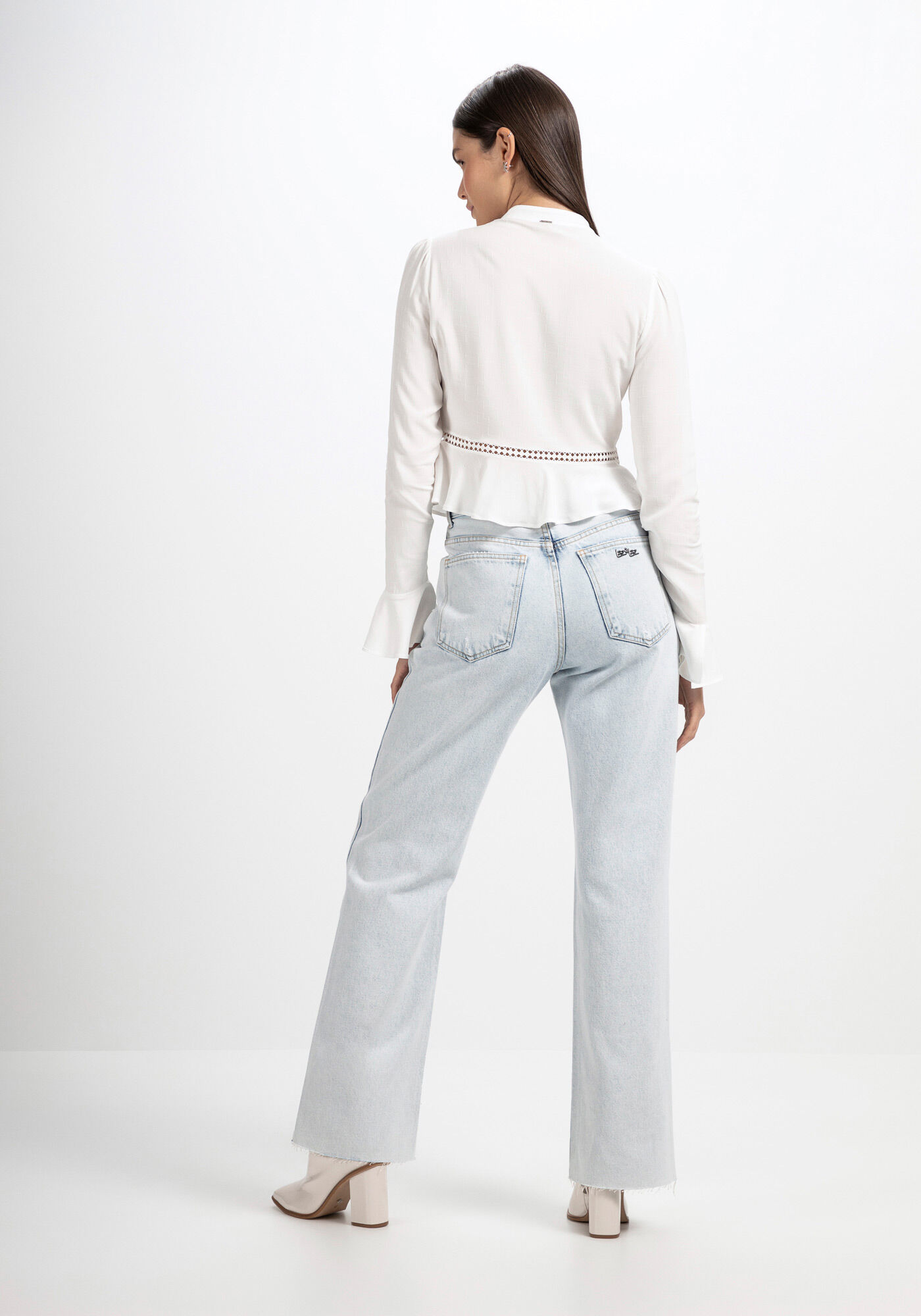 Cal&ccedil;a Jeans Wide Leg Super Alta Destroyed, , large.