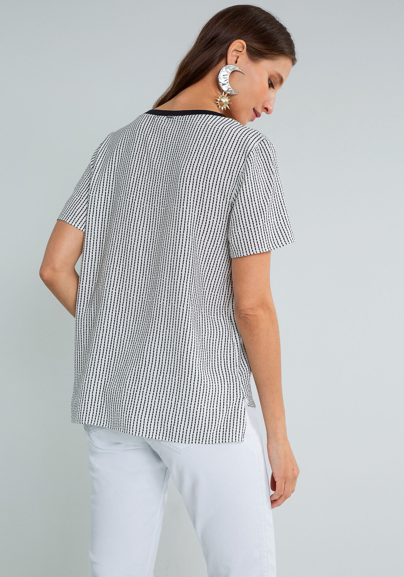 Blusa Decote V Retil&iacute;nea Estampa, PESPONTOS, large.