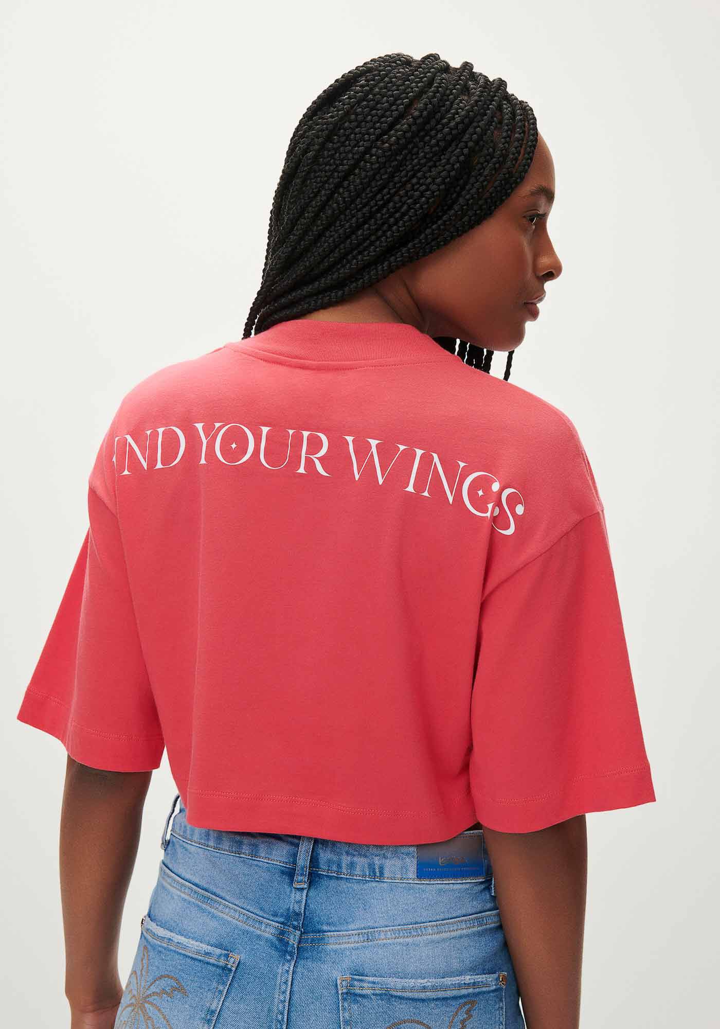 T-shirt Cropped Oversized com Gola, ROSA CARACAS, large.