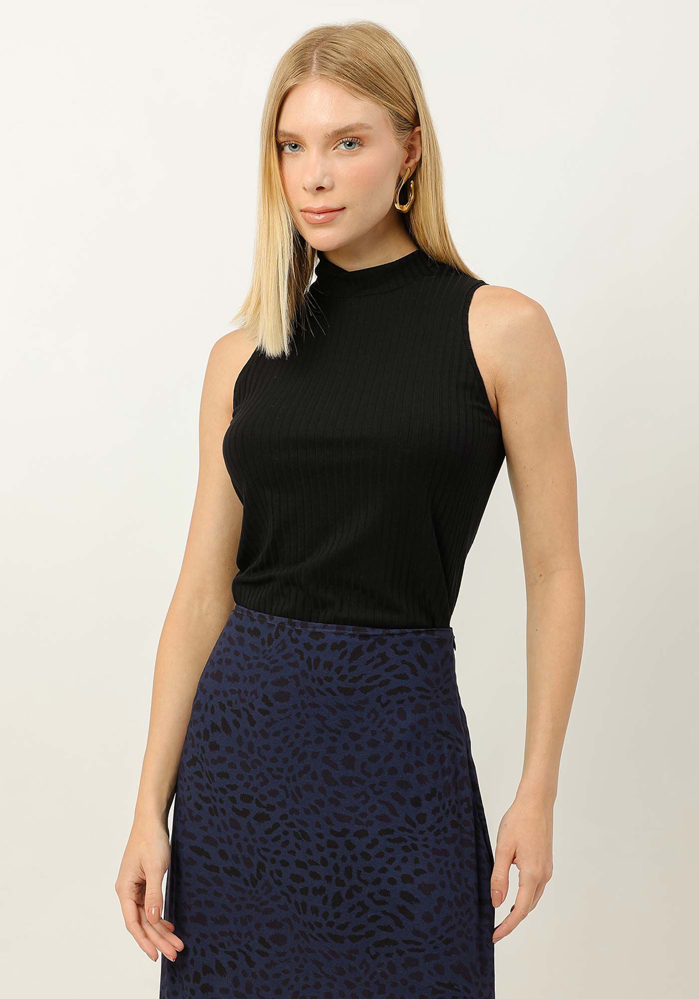 Regata Canelada com Gola Alta, , large.