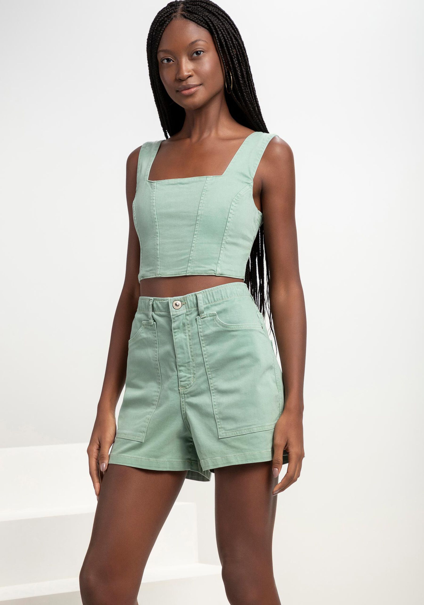 Shorts Sarja com Cintura Super Alta, . Shorts Sarja com Cintura Super Alta, , large.