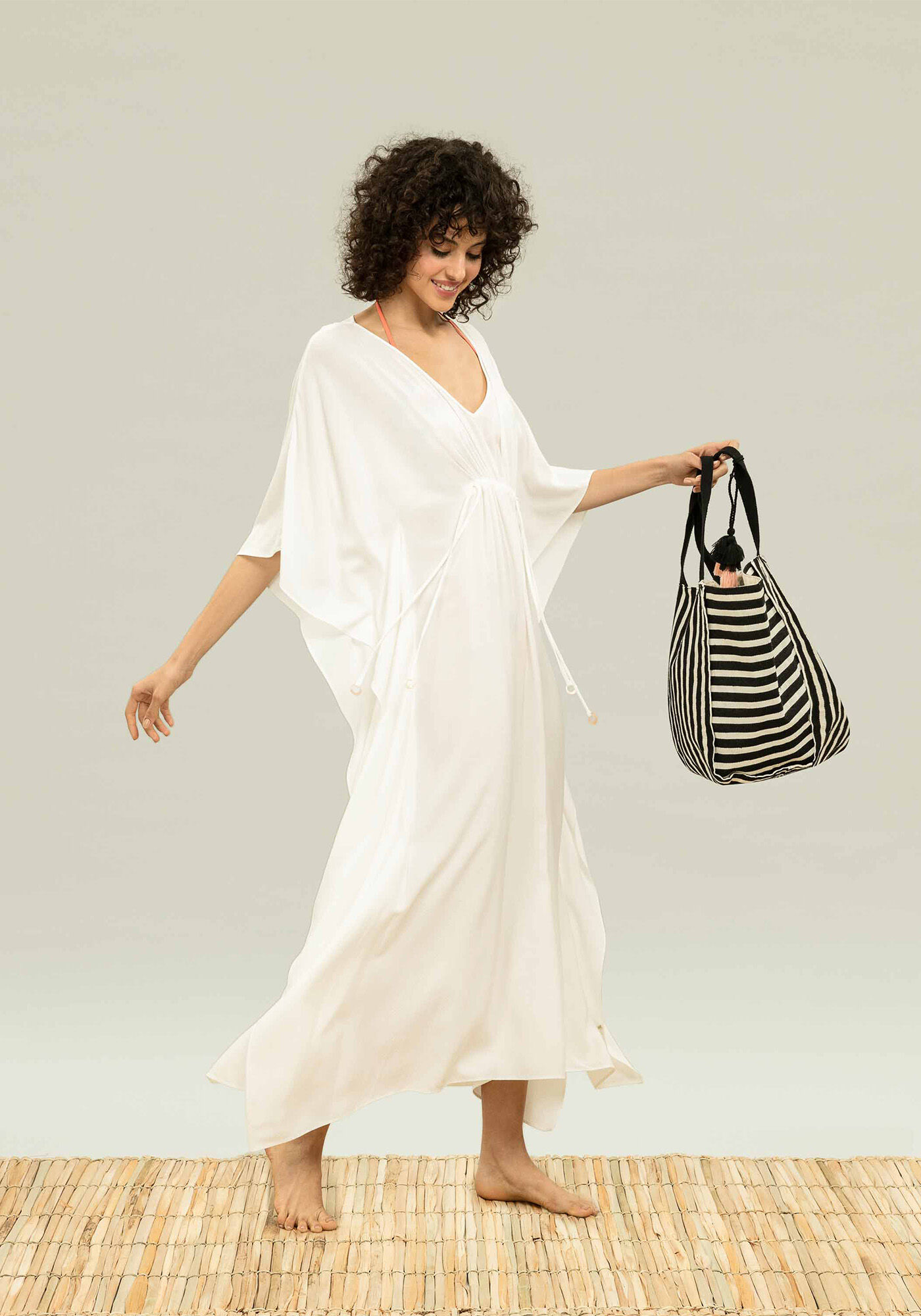 Saida de praia kaftan longa cheap