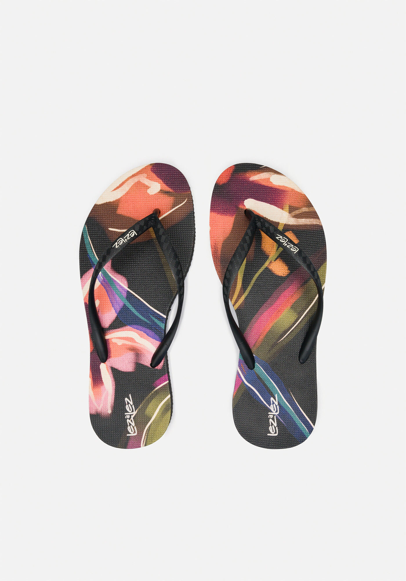 Chinelo Feminino Com Tiras Finas E Estampa, DELICADEZA PRETO, large.