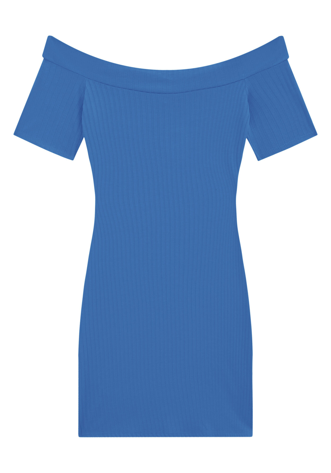 Vestido Curto Canelado Ombro a Ombro, , large.