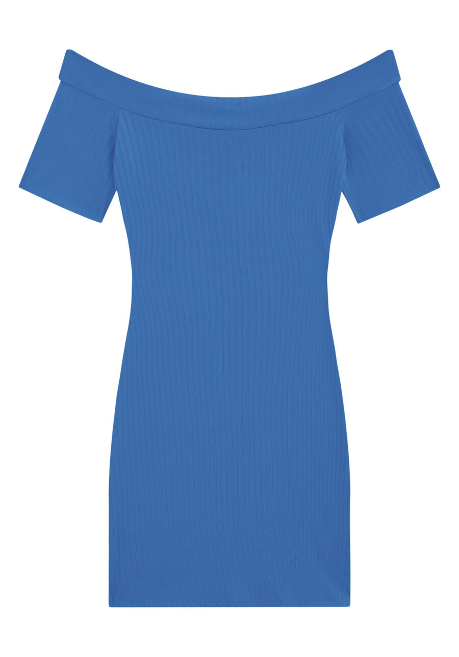 Vestido Curto Canelado Ombro a Ombro, . Vestido Curto Canelado Ombro a Ombro, , large.