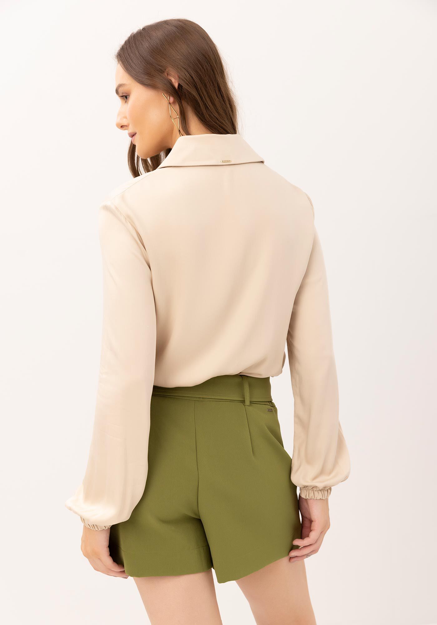 Camisa Manga Longa Bufante em Tecido Plano, , large.