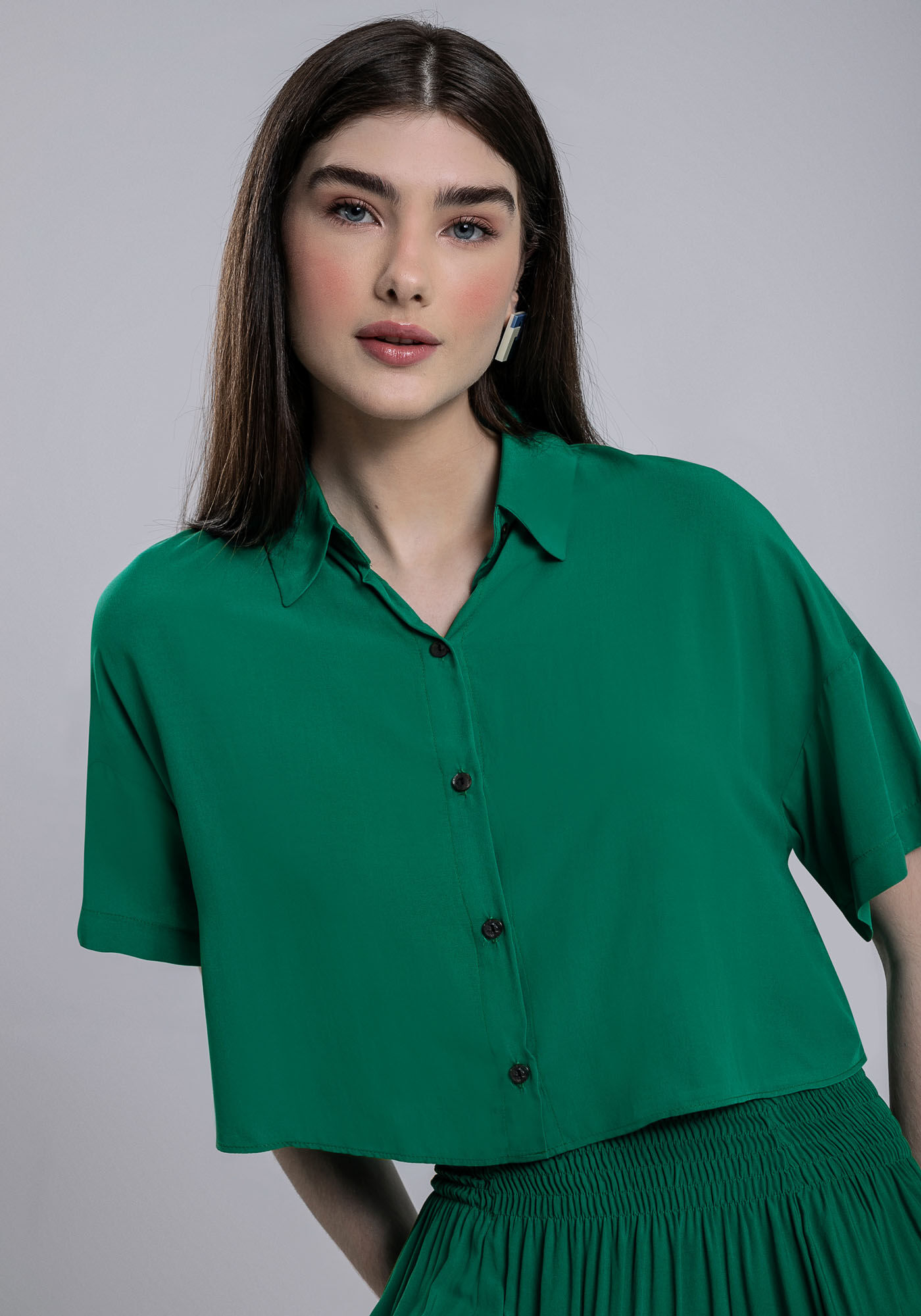 Camisa Cropped Manga Curta Cores, , large.