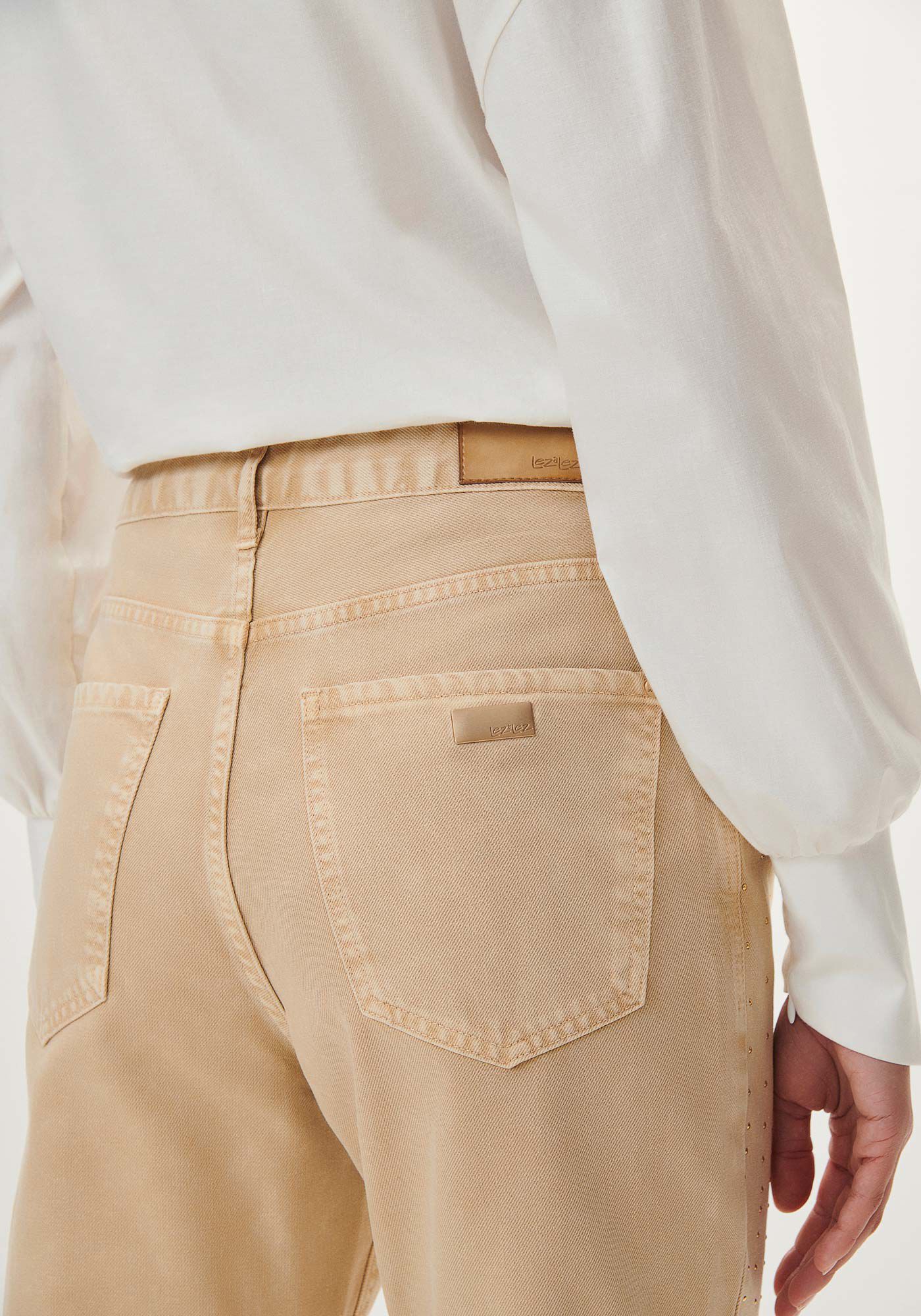 Cal&ccedil;a Sarja Mom Cropped Super Alta com Strass, , large.