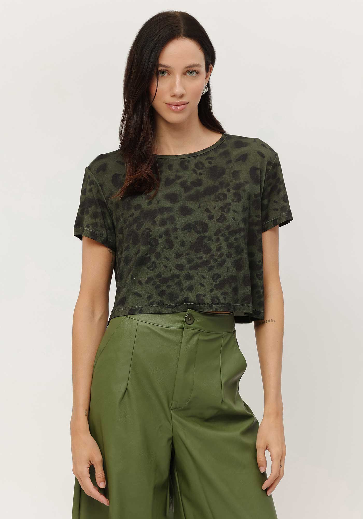 Blusa Estampada em Malha Viscose Cropped, , large.
