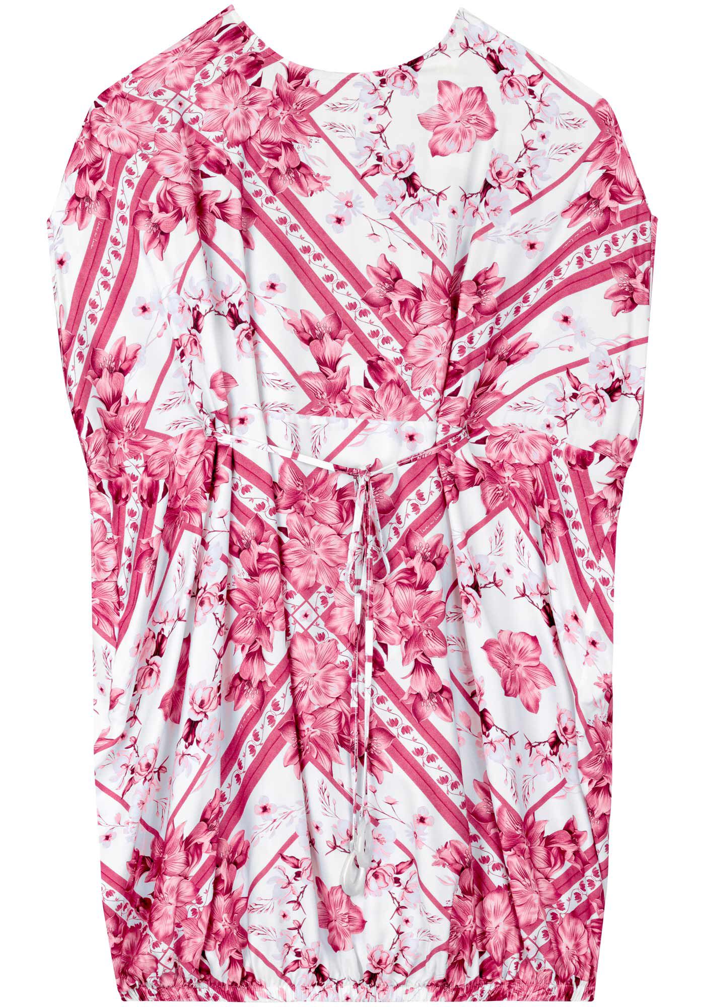 Vestido Curto Estampado Amplo Com El&aacute;stico Na Barra, FRAME ROSA, large.