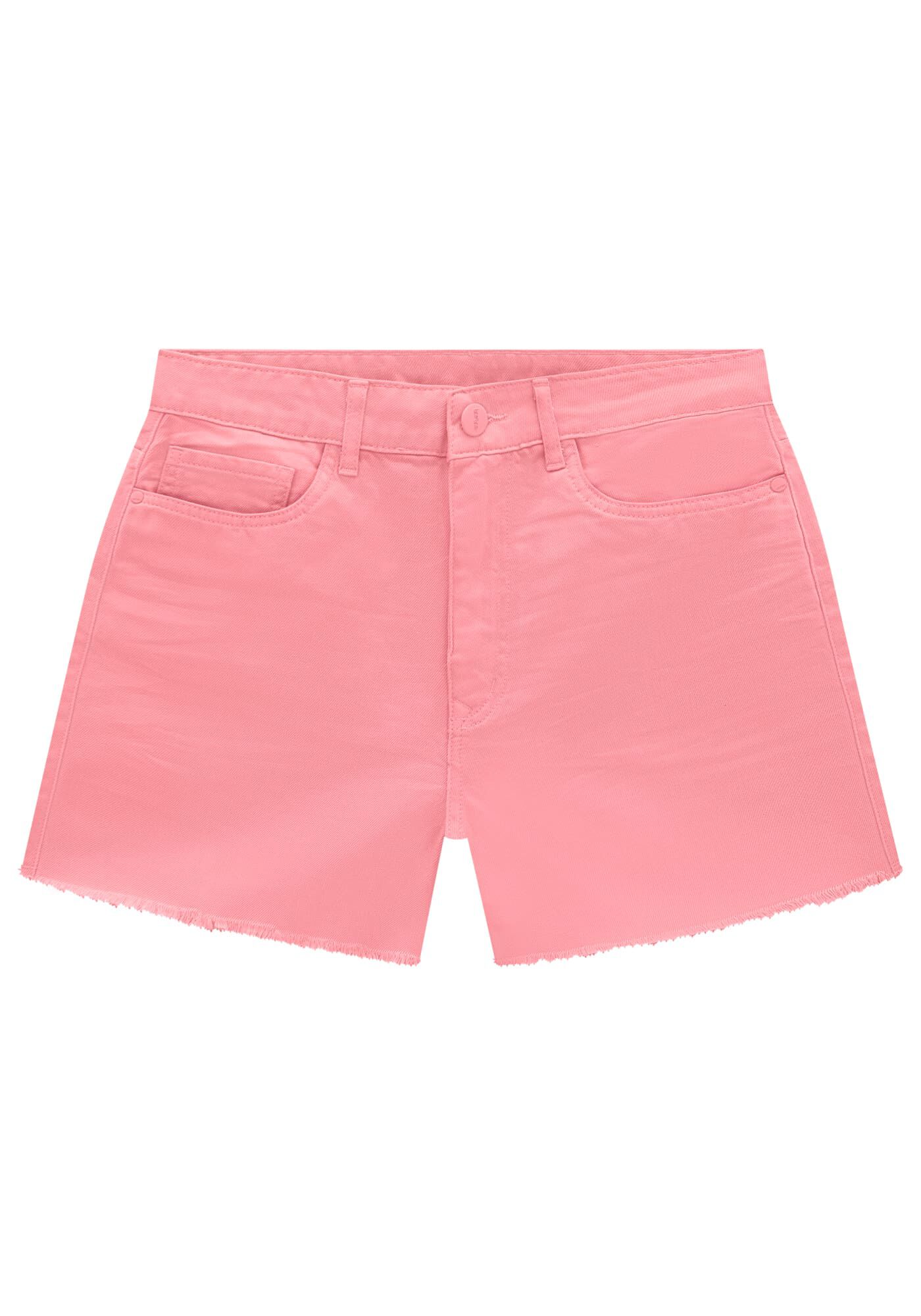 Shorts Sarja Color Cintura Super Alta Hot Pant, , large.