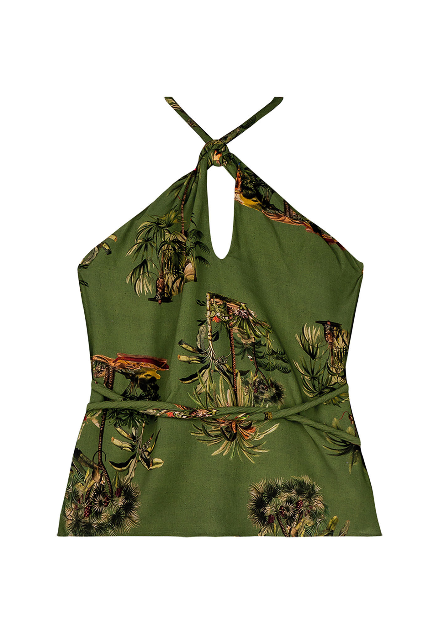 Blusa Frente &Uacute;nica Estampada com Cinto, , large.